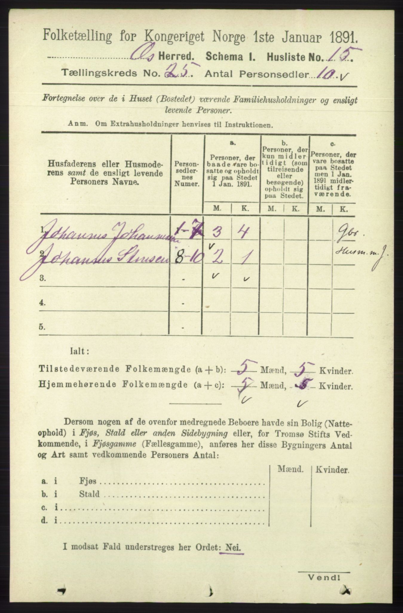 RA, 1891 census for 1243 Os, 1891, p. 5346