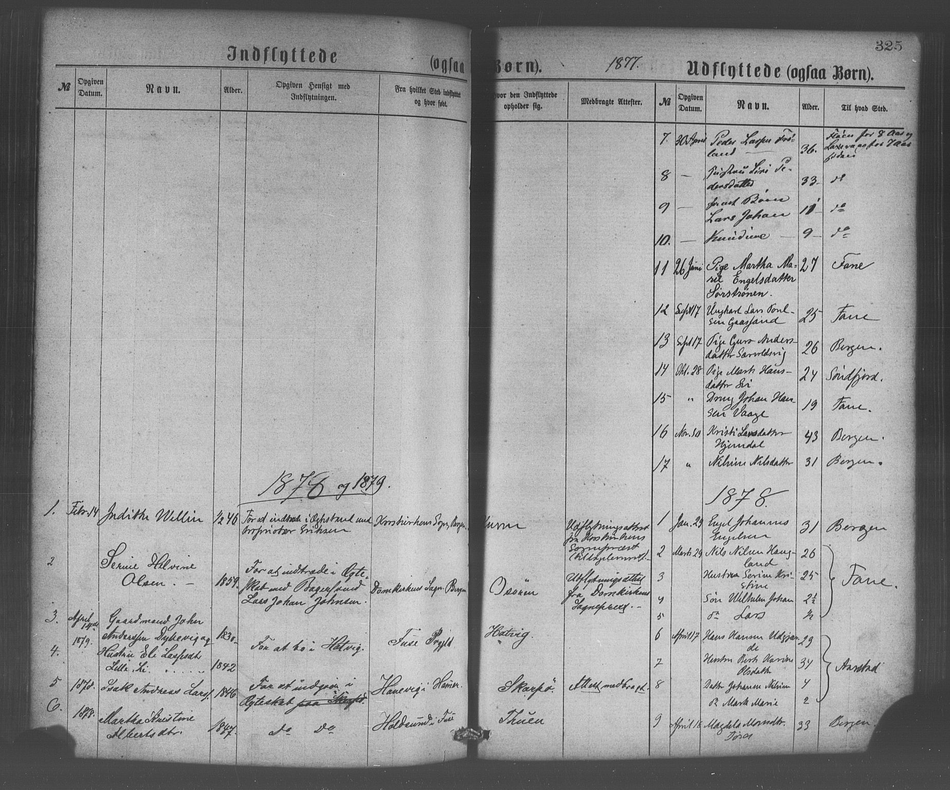 Os sokneprestembete, SAB/A-99929: Parish register (official) no. A 18, 1874-1884, p. 325