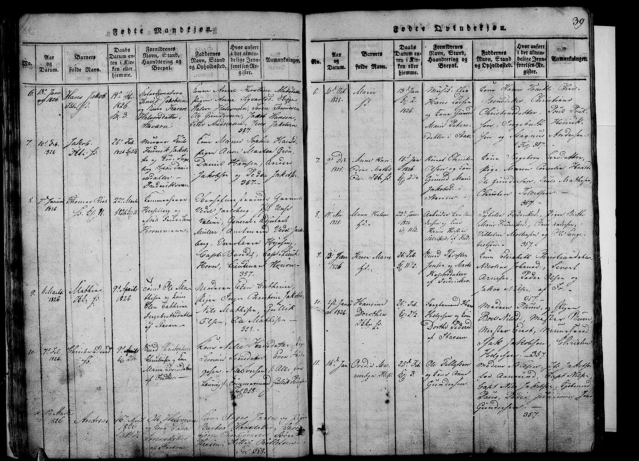 Stavern kirkebøker, AV/SAKO-A-318/G/Ga/L0001: Parish register (copy) no. 1, 1817-1841, p. 39