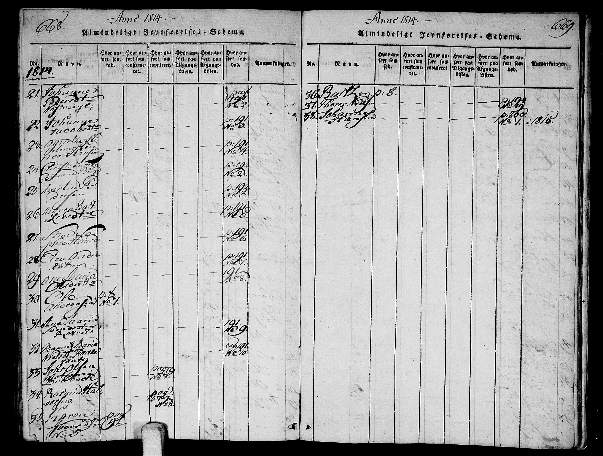 Ås prestekontor Kirkebøker, AV/SAO-A-10894/F/Fa/L0003: Parish register (official) no. I 3, 1814-1818, p. 668-669