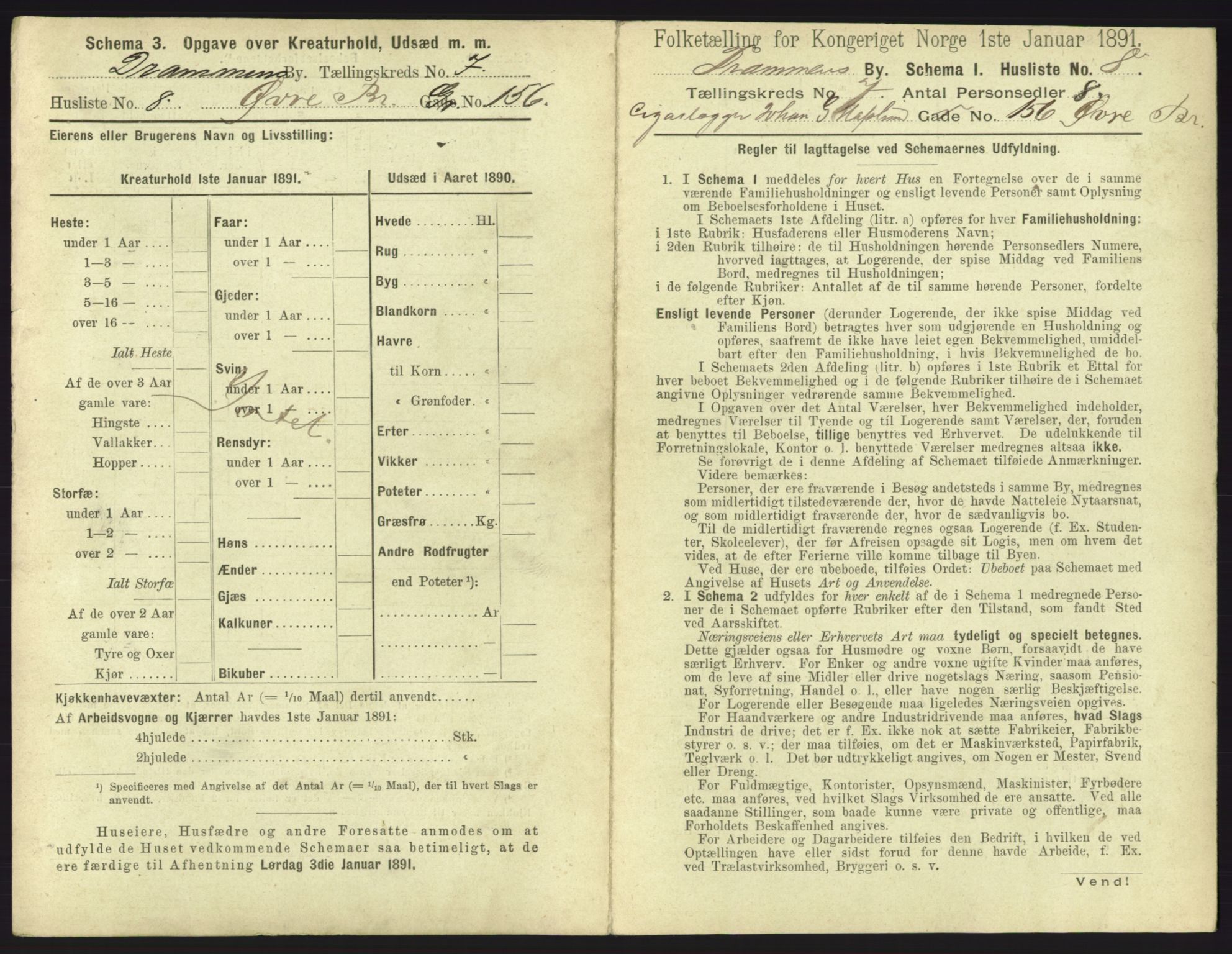 RA, 1891 census for 0602 Drammen, 1891, p. 593