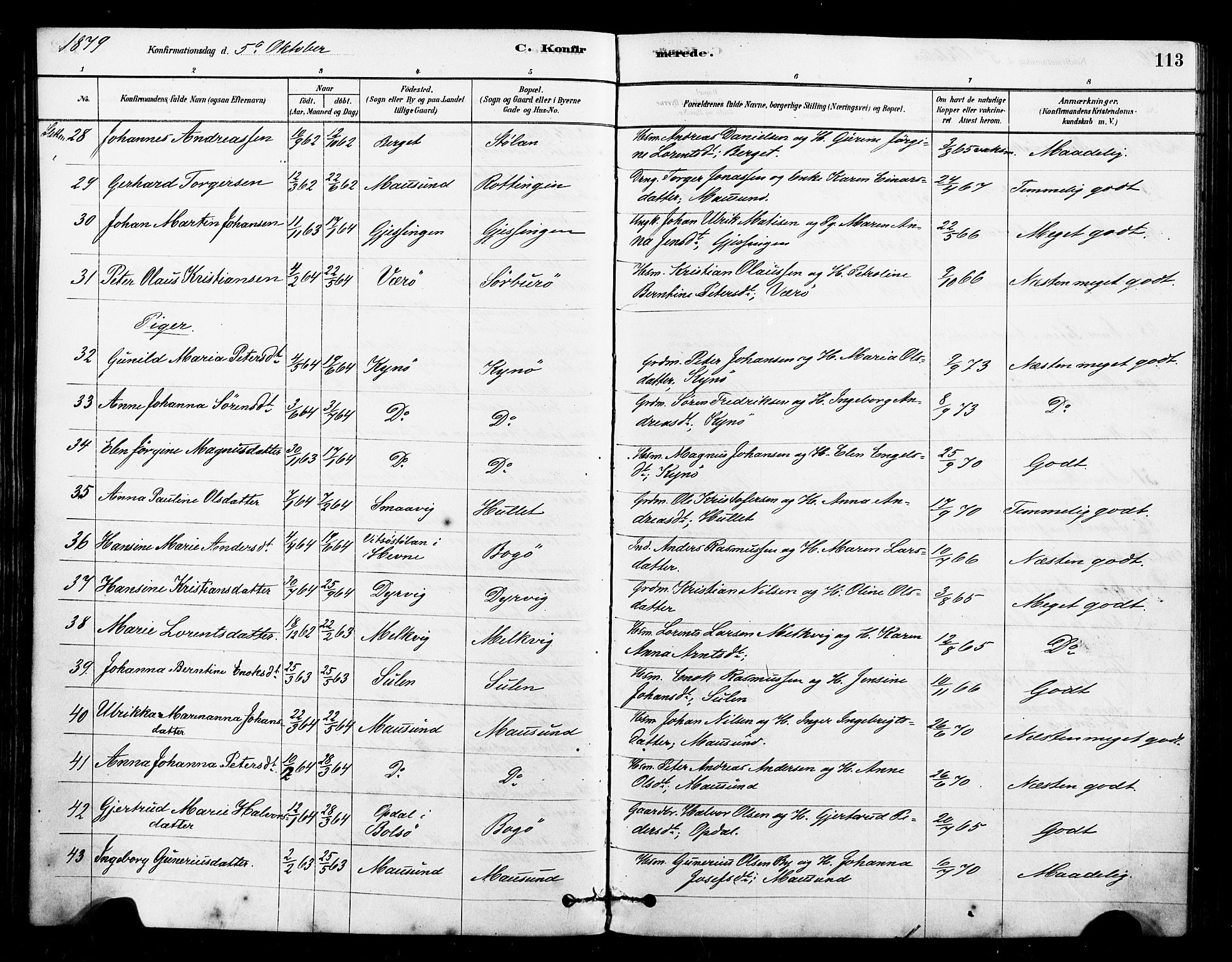 Ministerialprotokoller, klokkerbøker og fødselsregistre - Sør-Trøndelag, AV/SAT-A-1456/640/L0578: Parish register (official) no. 640A03, 1879-1889, p. 113