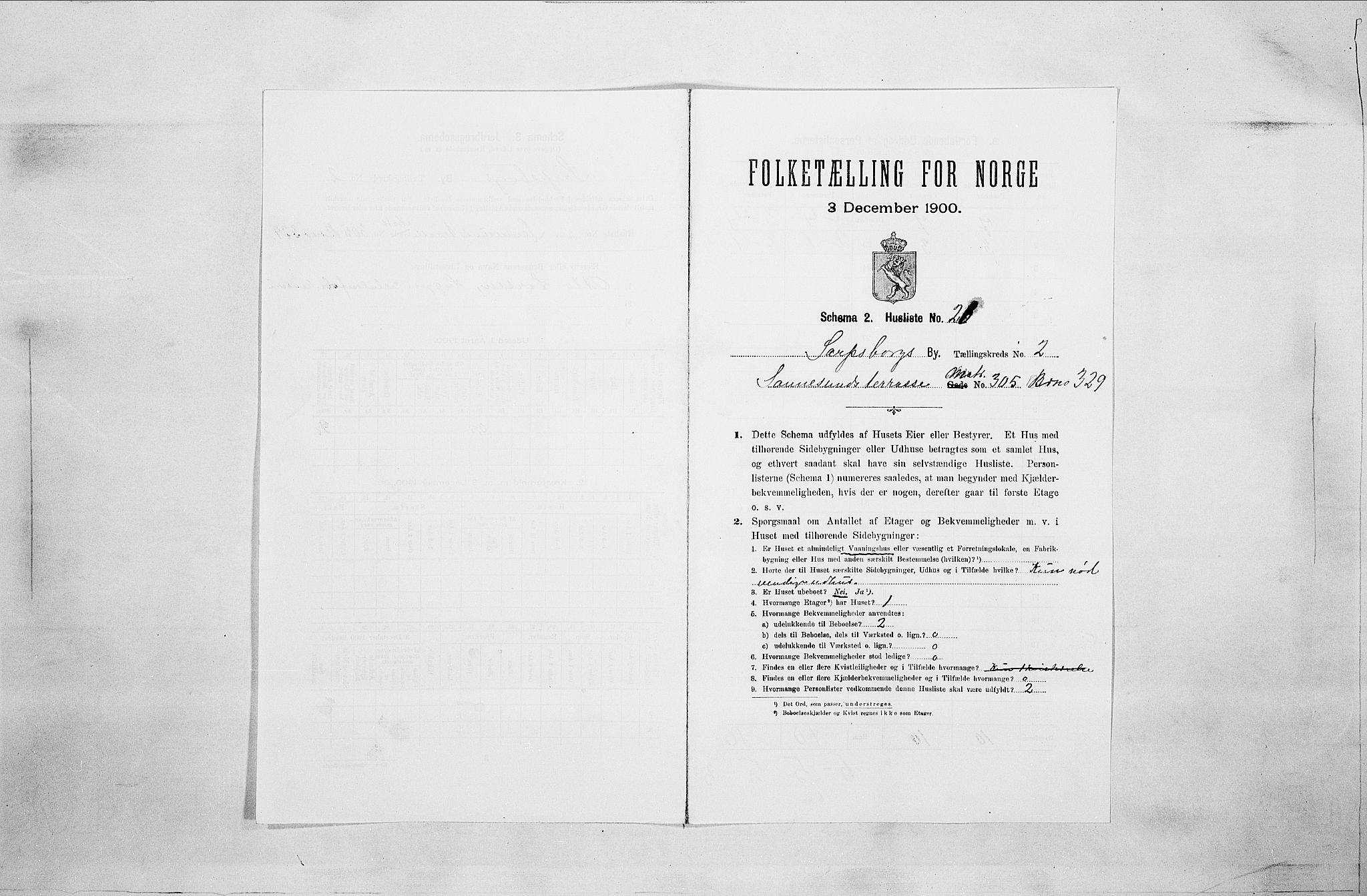 SAO, 1900 census for Sarpsborg, 1900