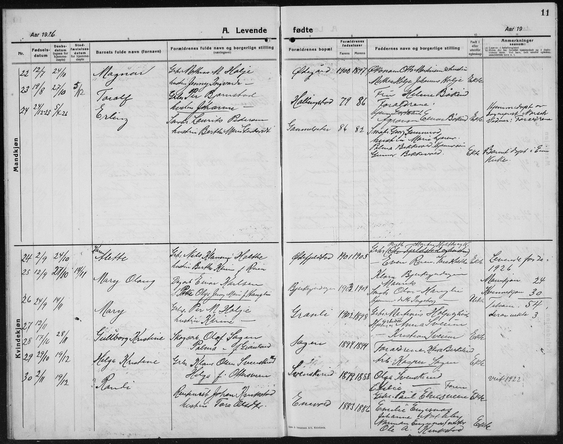Kolbu prestekontor, SAH/PREST-110/H/Ha/Hab/L0002: Parish register (copy) no. 2, 1925-1942, p. 11