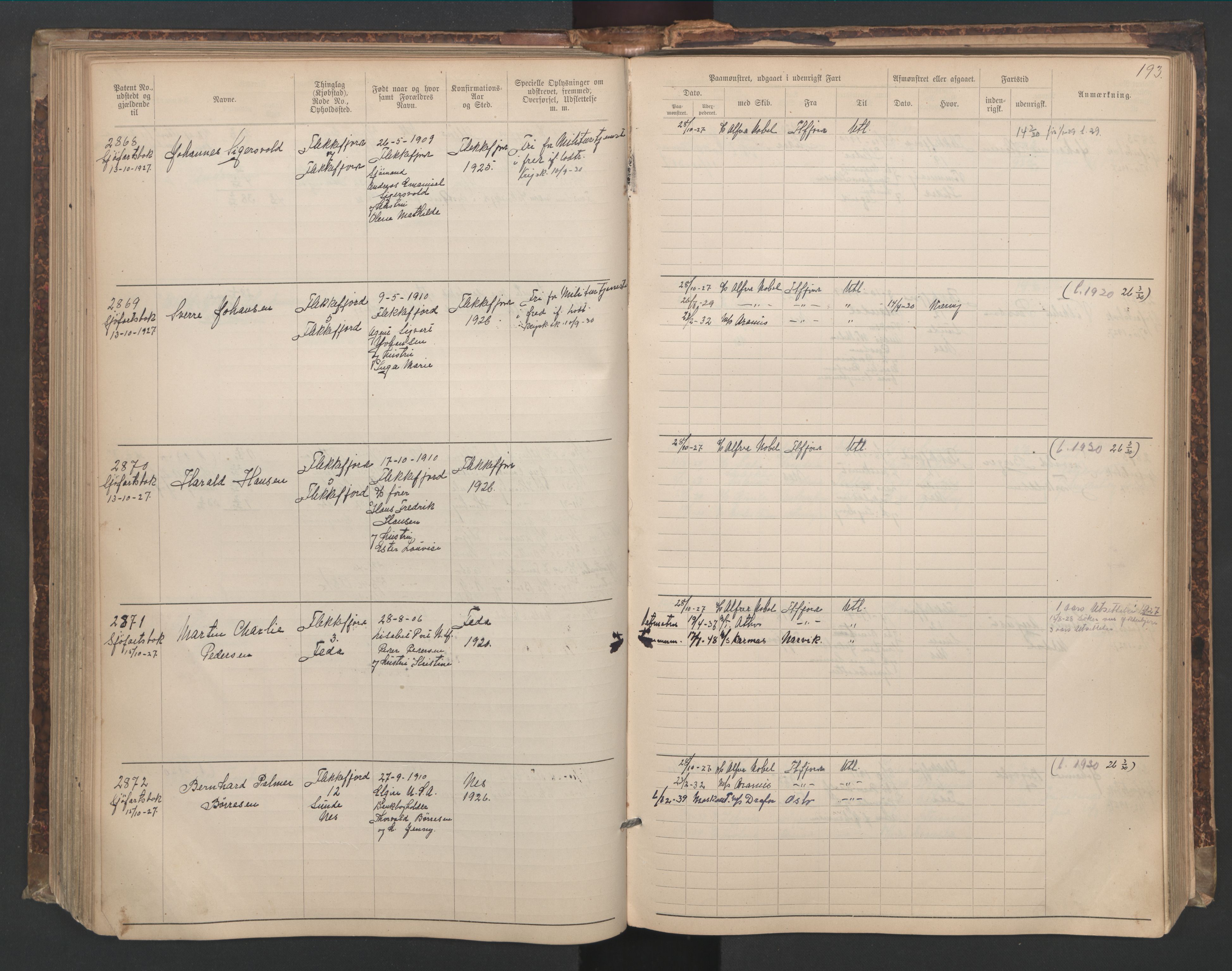 Flekkefjord mønstringskrets, AV/SAK-2031-0018/F/Fa/L0006: Annotasjonsrulle nr 1916-2964 med register, Æ-3, 1891-1948, p. 224