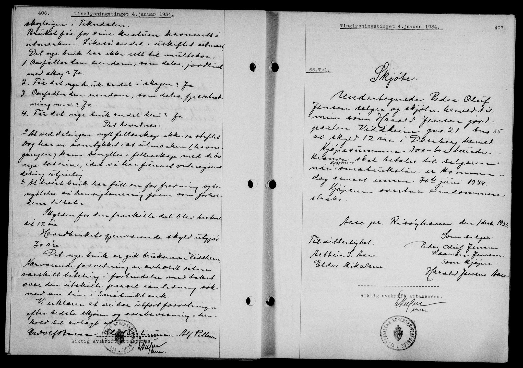 Vesterålen sorenskriveri, SAT/A-4180/1/2/2Ca/L0059: Mortgage book no. 52, 1933-1934, Deed date: 04.01.1934