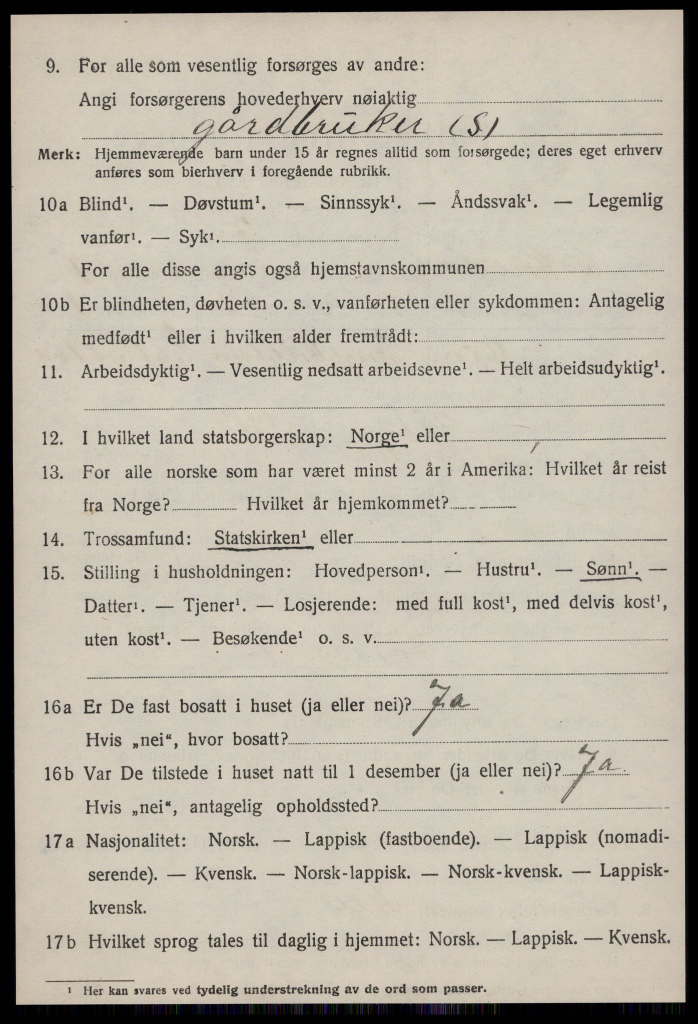 SAT, 1920 census for Soknedal, 1920, p. 851