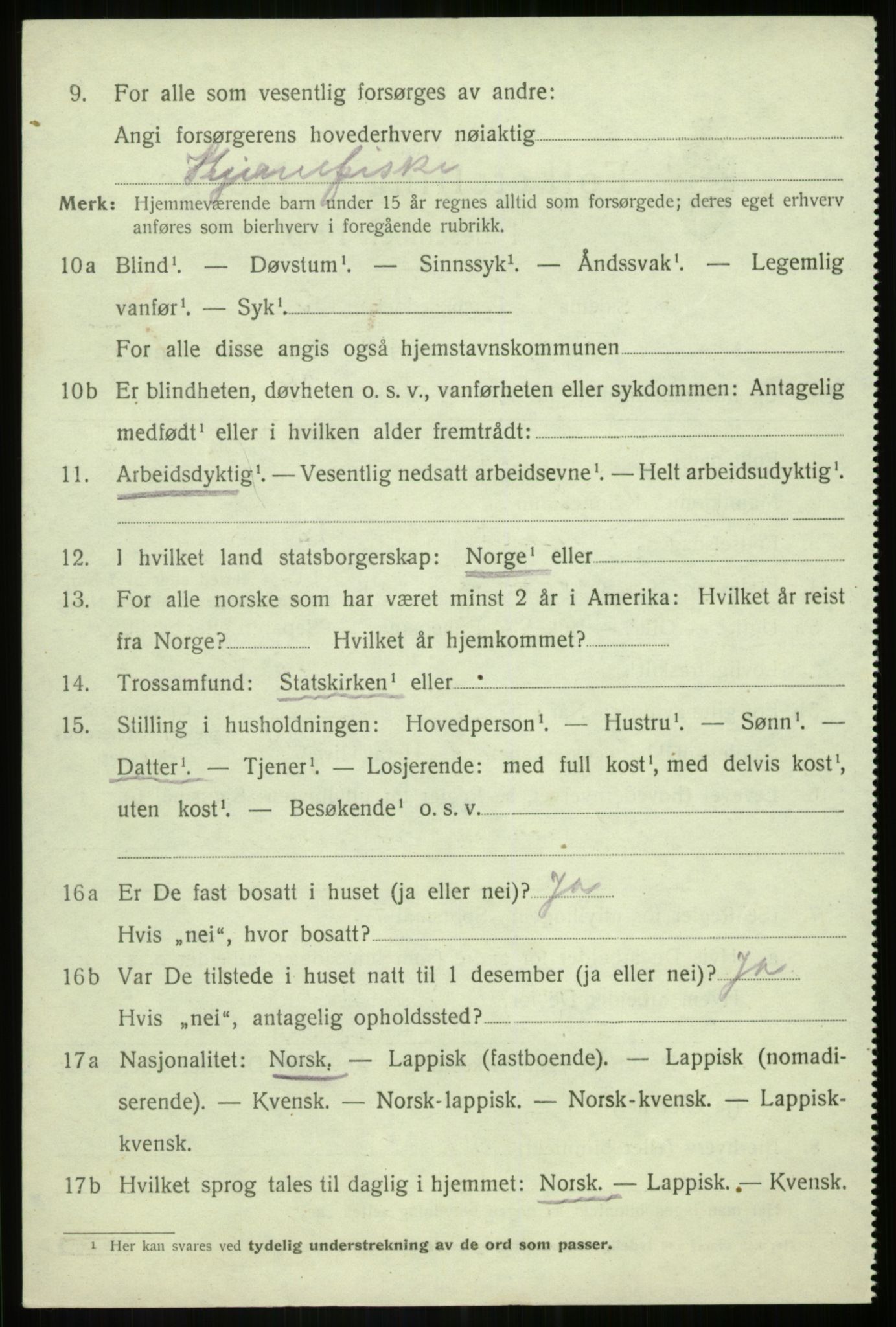 SATØ, 1920 census for Torsken, 1920, p. 3267