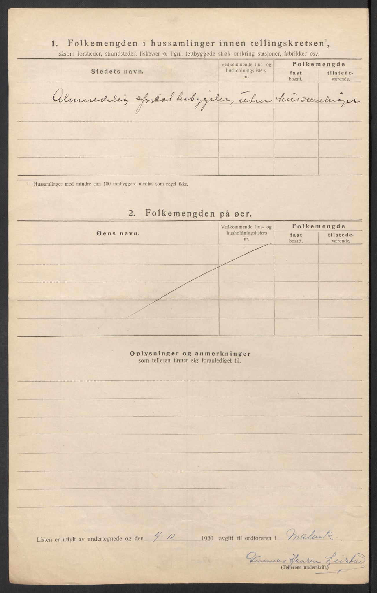 SAT, 1920 census for Malvik, 1920, p. 21