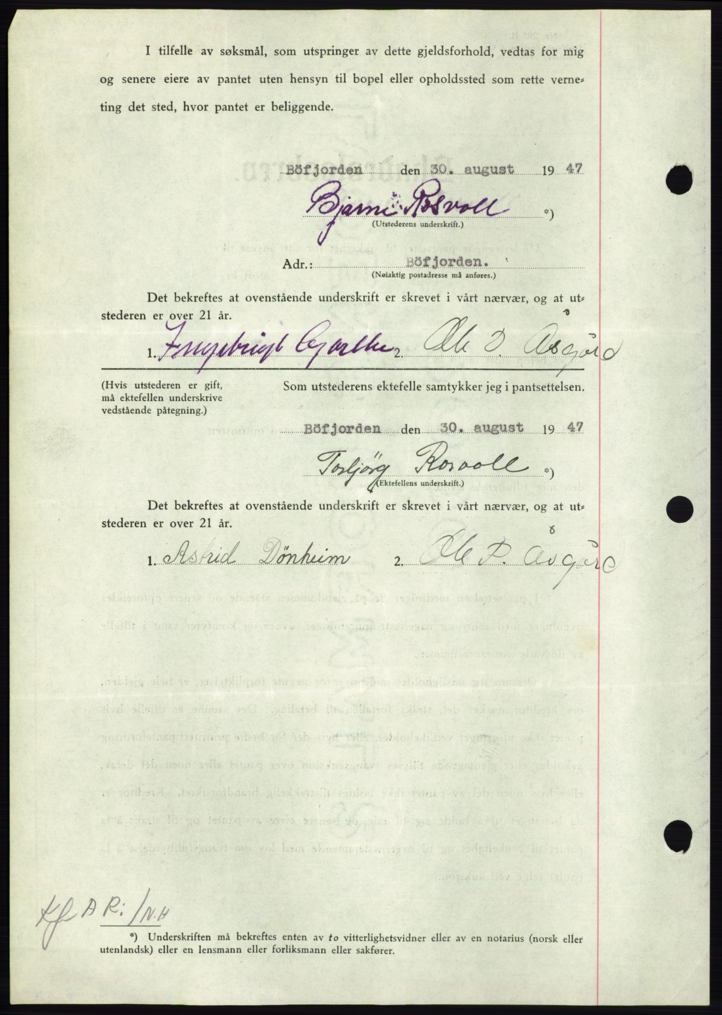 Nordmøre sorenskriveri, AV/SAT-A-4132/1/2/2Ca: Mortgage book no. B97, 1947-1948, Diary no: : 2214/1947