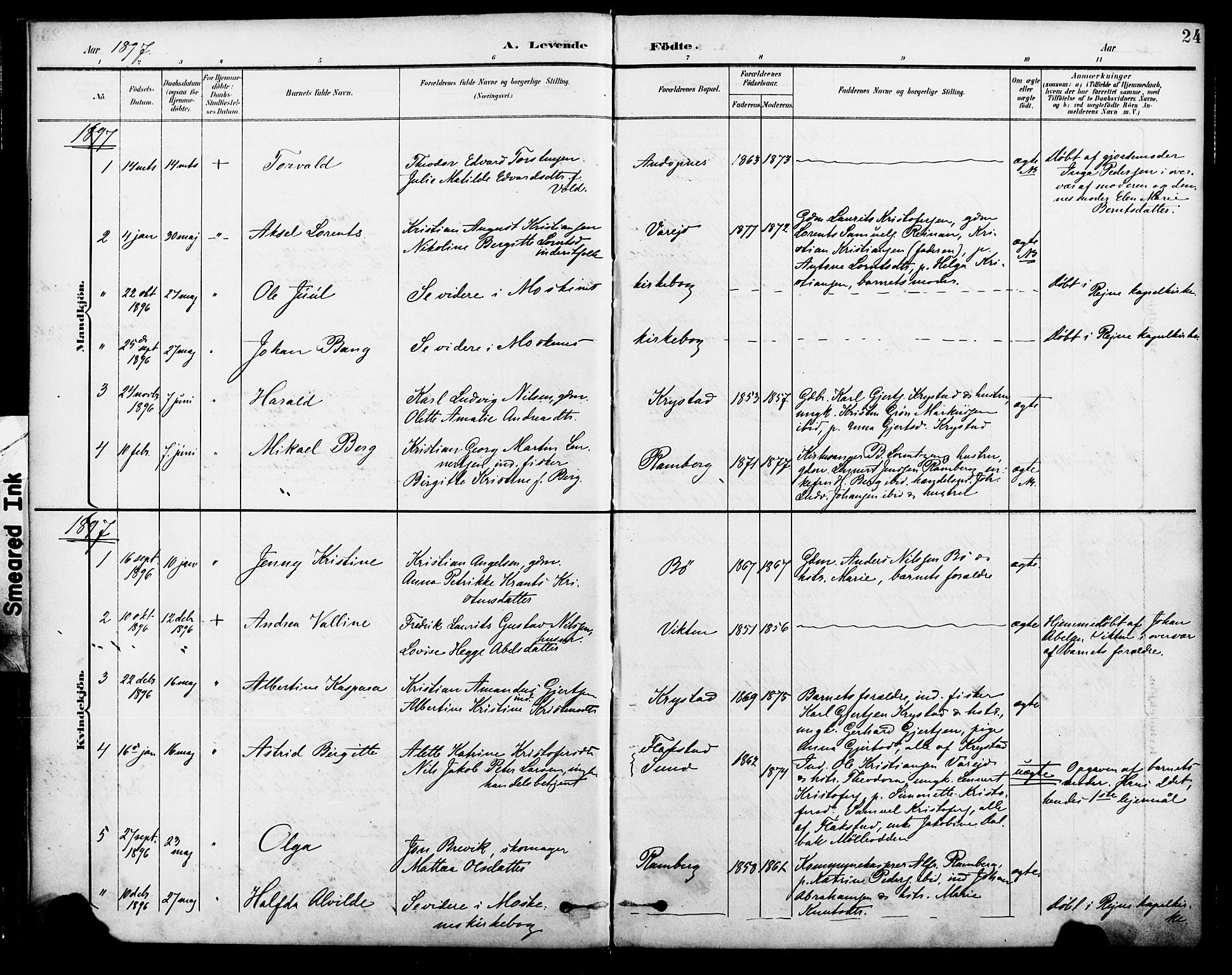 Ministerialprotokoller, klokkerbøker og fødselsregistre - Nordland, SAT/A-1459/885/L1205: Parish register (official) no. 885A06, 1892-1905, p. 24