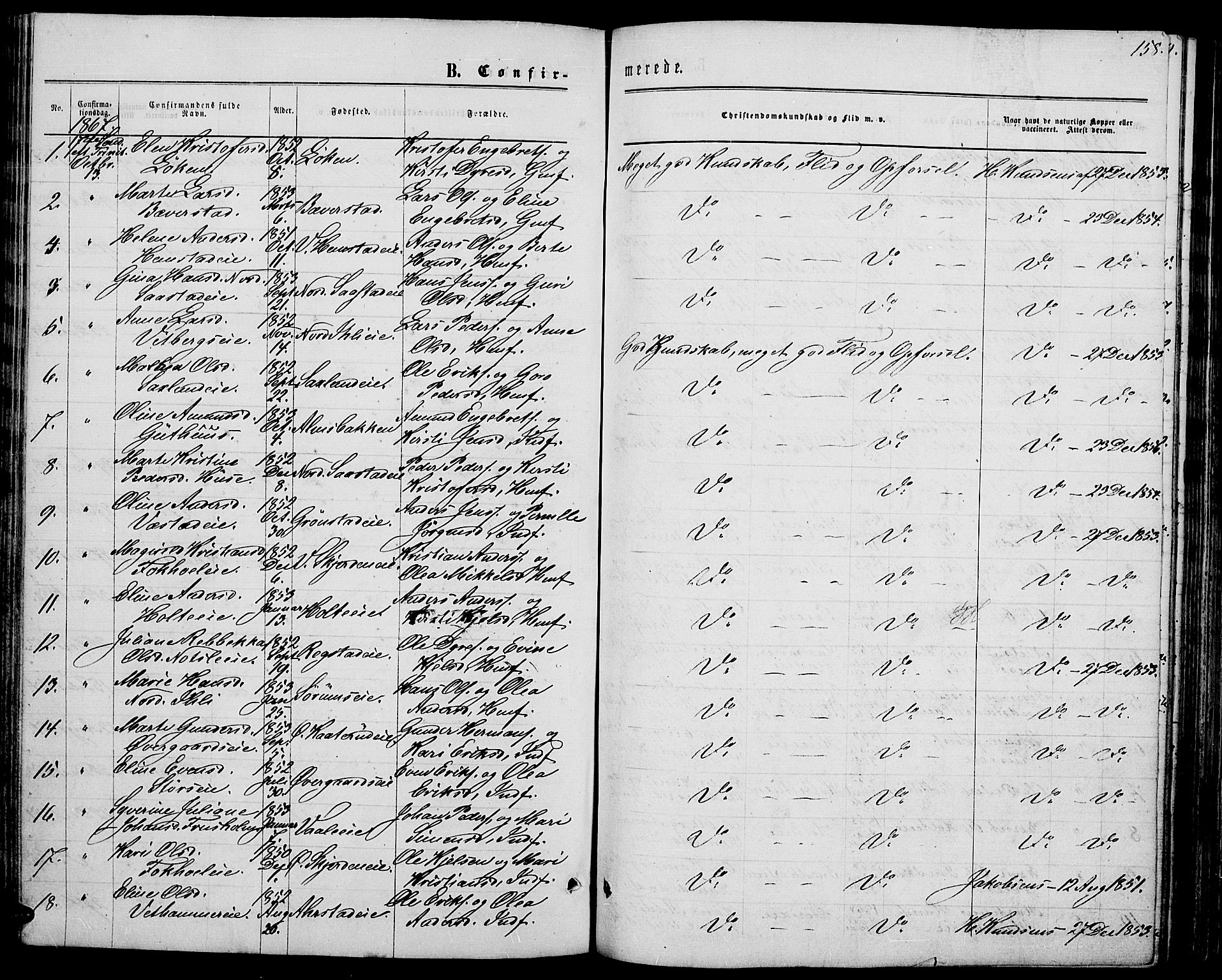 Stange prestekontor, AV/SAH-PREST-002/L/L0006: Parish register (copy) no. 6, 1864-1882, p. 158