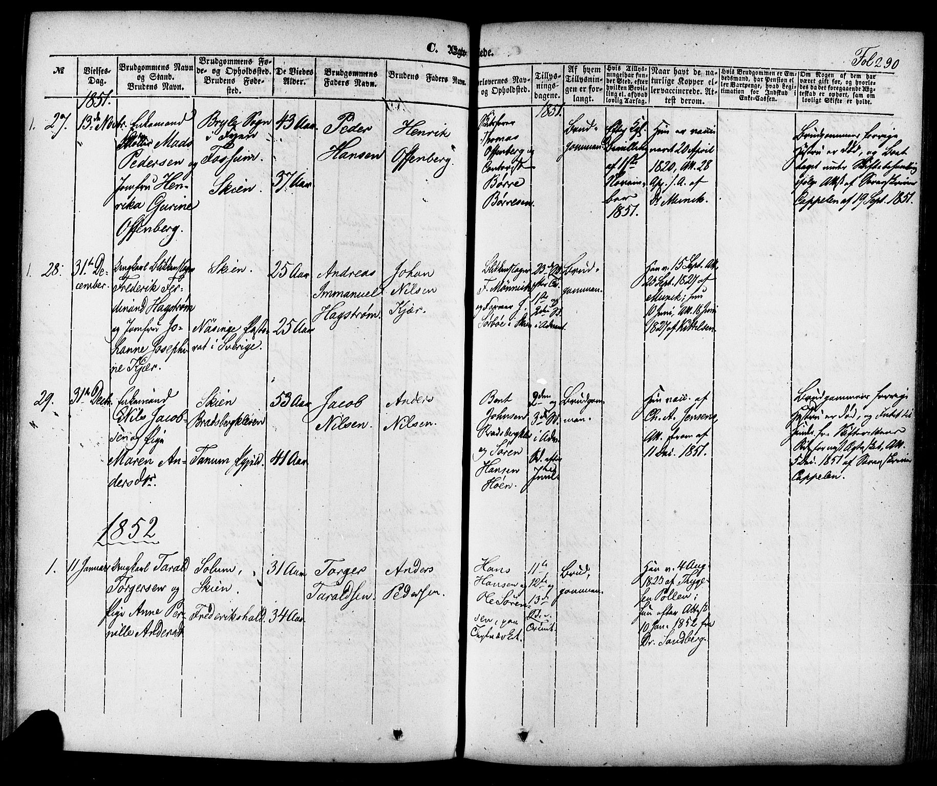 Skien kirkebøker, SAKO/A-302/F/Fa/L0006a: Parish register (official) no. 6A, 1843-1856, p. 290