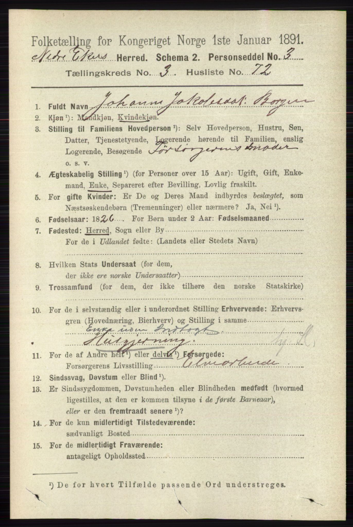 RA, 1891 census for 0625 Nedre Eiker, 1891, p. 1583