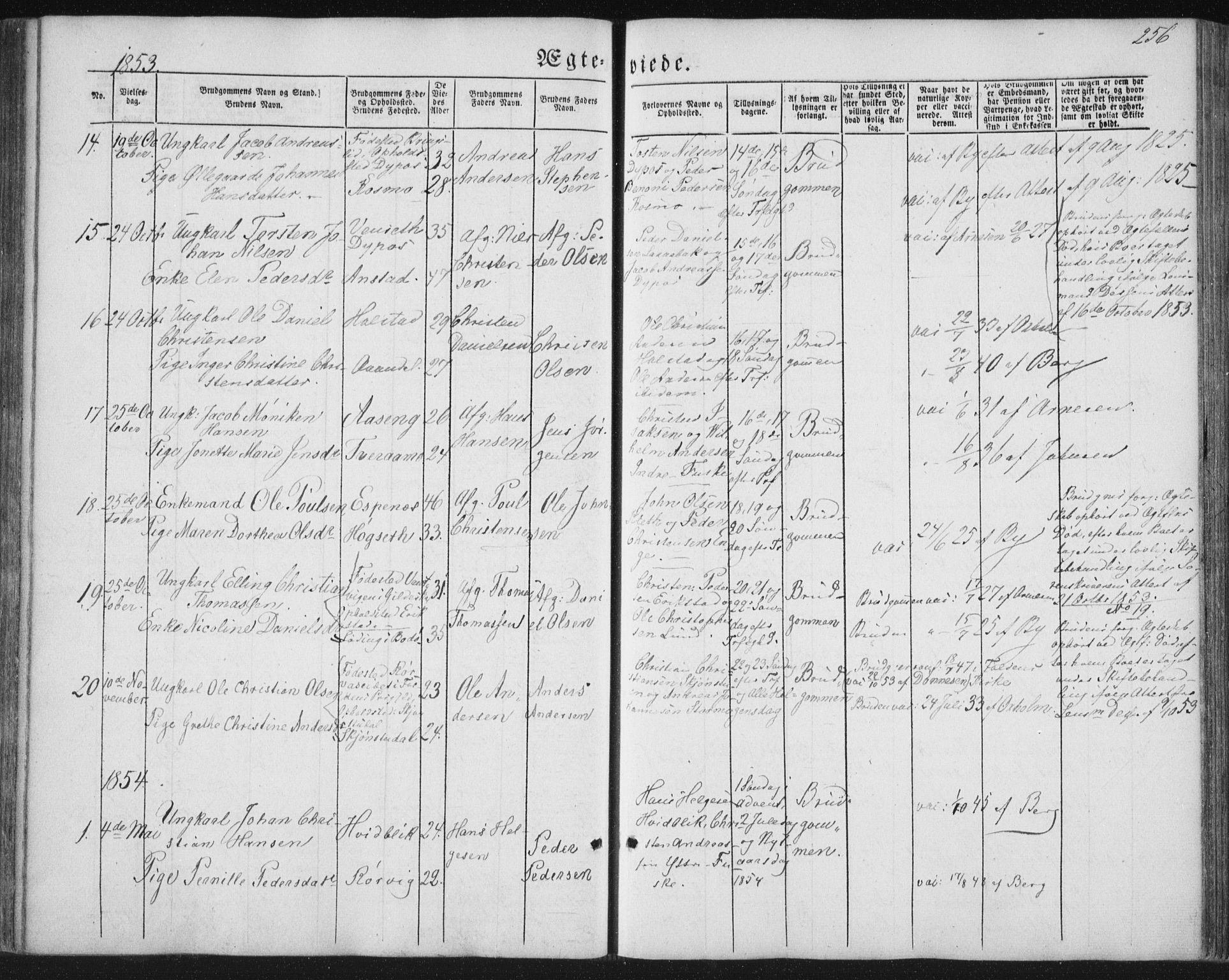 Ministerialprotokoller, klokkerbøker og fødselsregistre - Nordland, SAT/A-1459/852/L0738: Parish register (official) no. 852A08, 1849-1865, p. 256