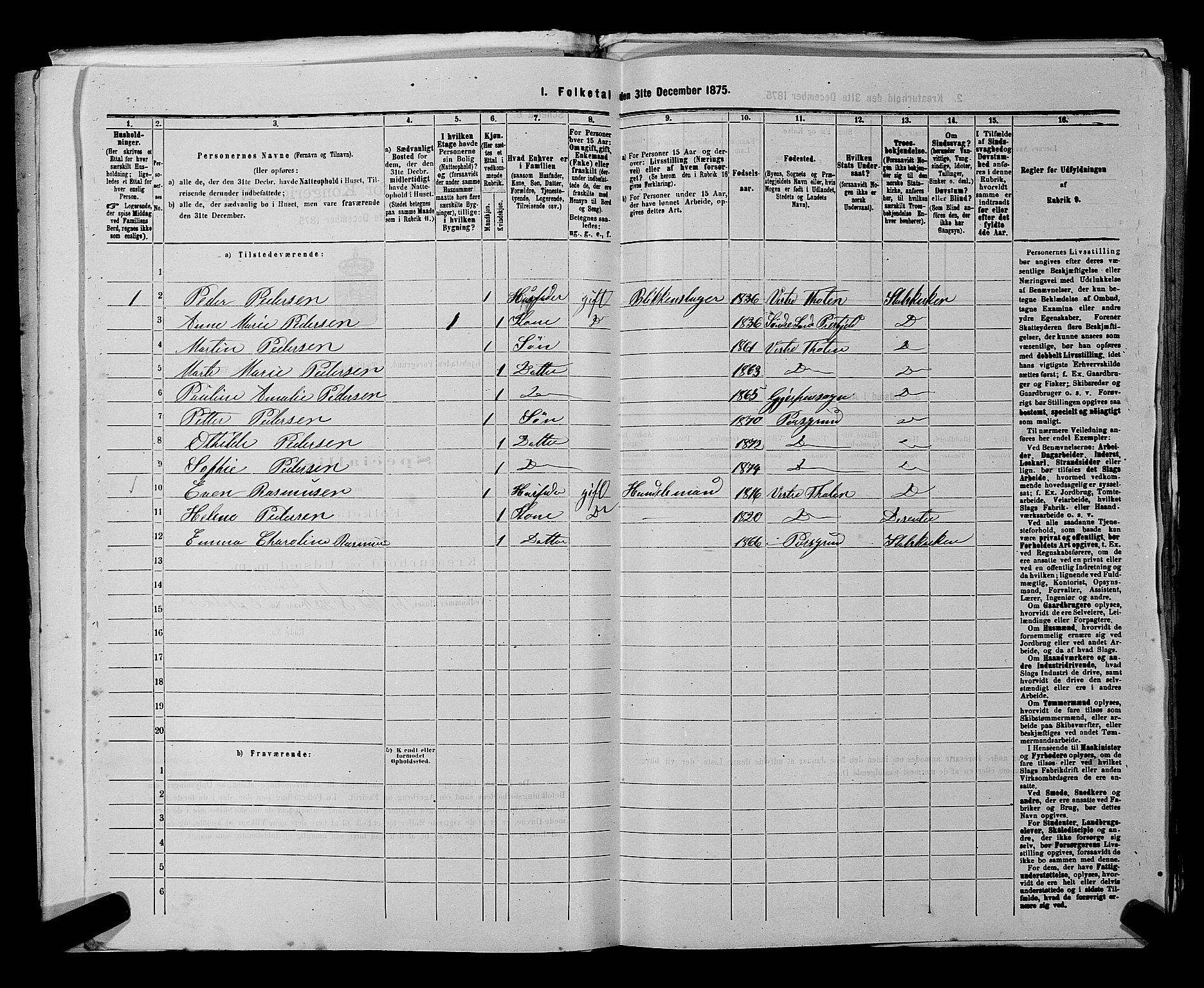 SAKO, 1875 census for 0805P Porsgrunn, 1875, p. 193