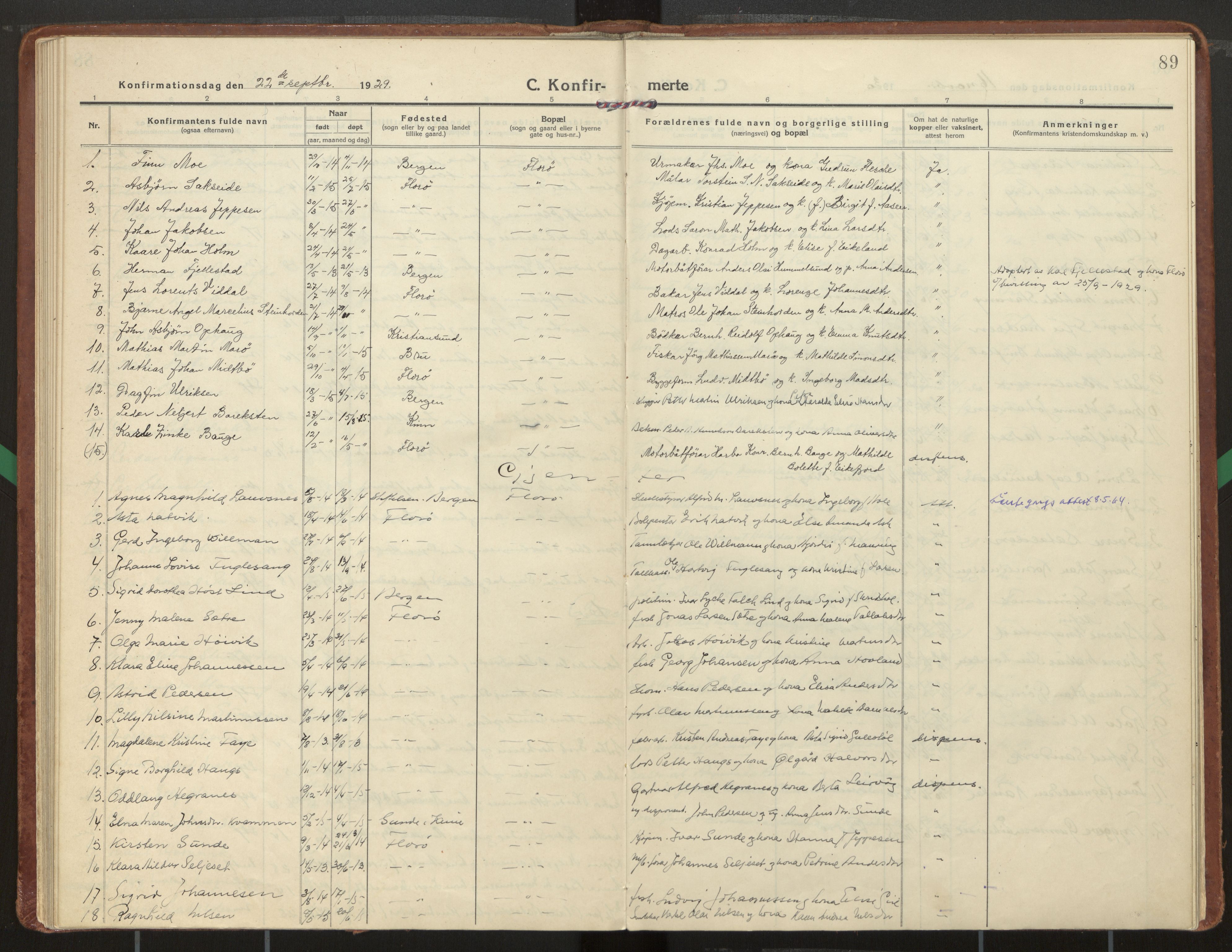 Kinn sokneprestembete, SAB/A-80801/H/Haa/Haac/L0003: Parish register (official) no. C 3, 1917-1934, p. 89