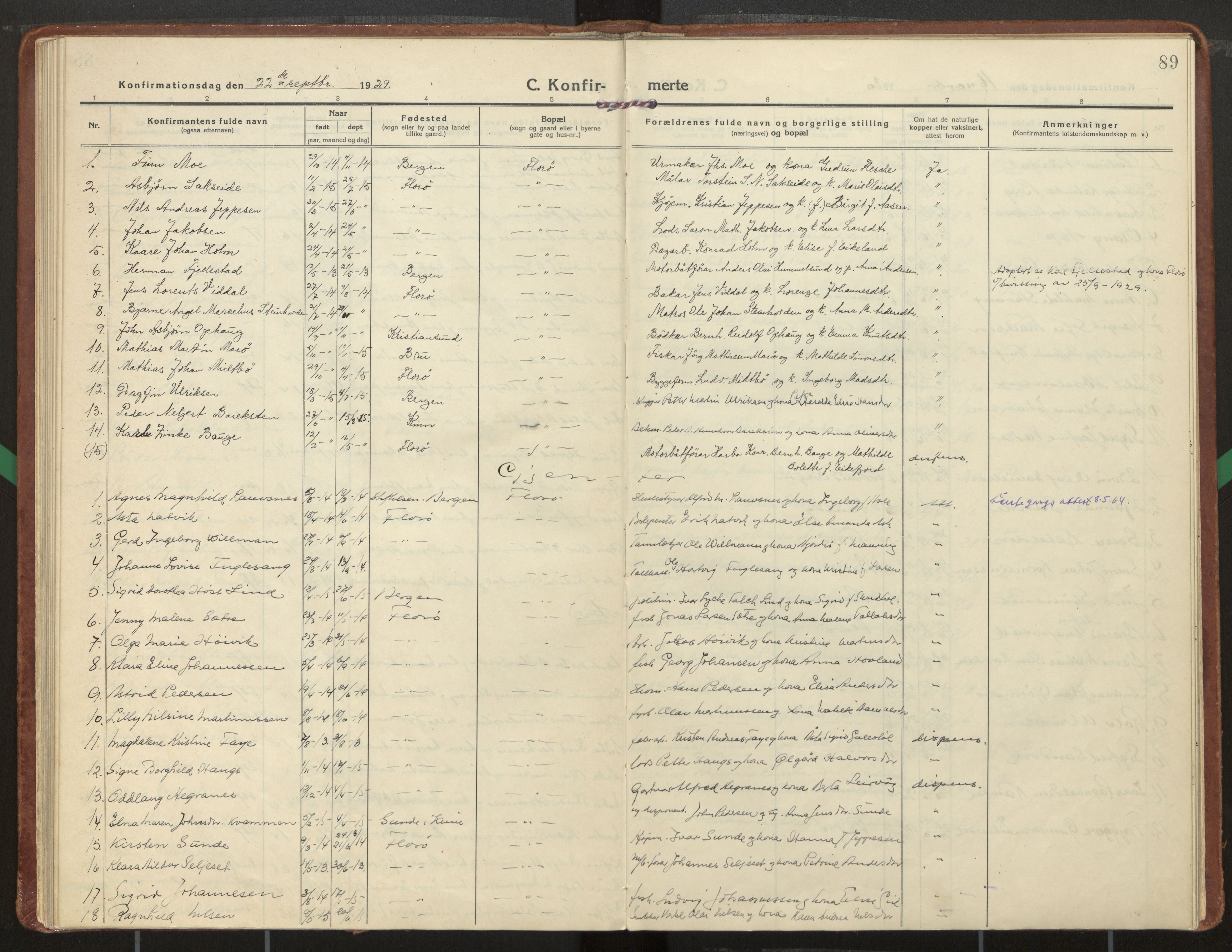 Kinn sokneprestembete, AV/SAB-A-80801/H/Haa/Haac/L0003: Parish register (official) no. C 3, 1917-1934, p. 89