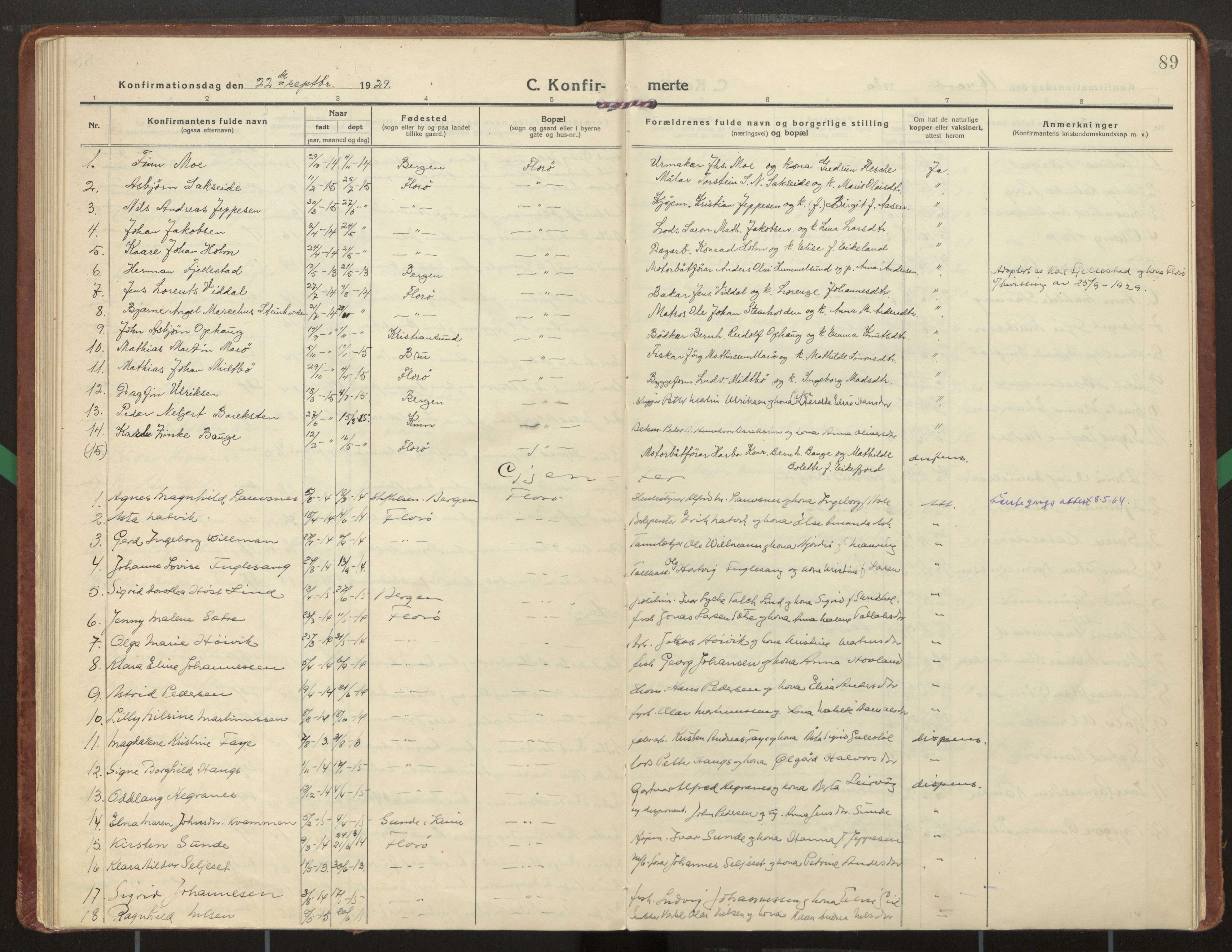 Kinn sokneprestembete, AV/SAB-A-80801/H/Haa/Haac/L0003: Parish register (official) no. C 3, 1917-1934, p. 89