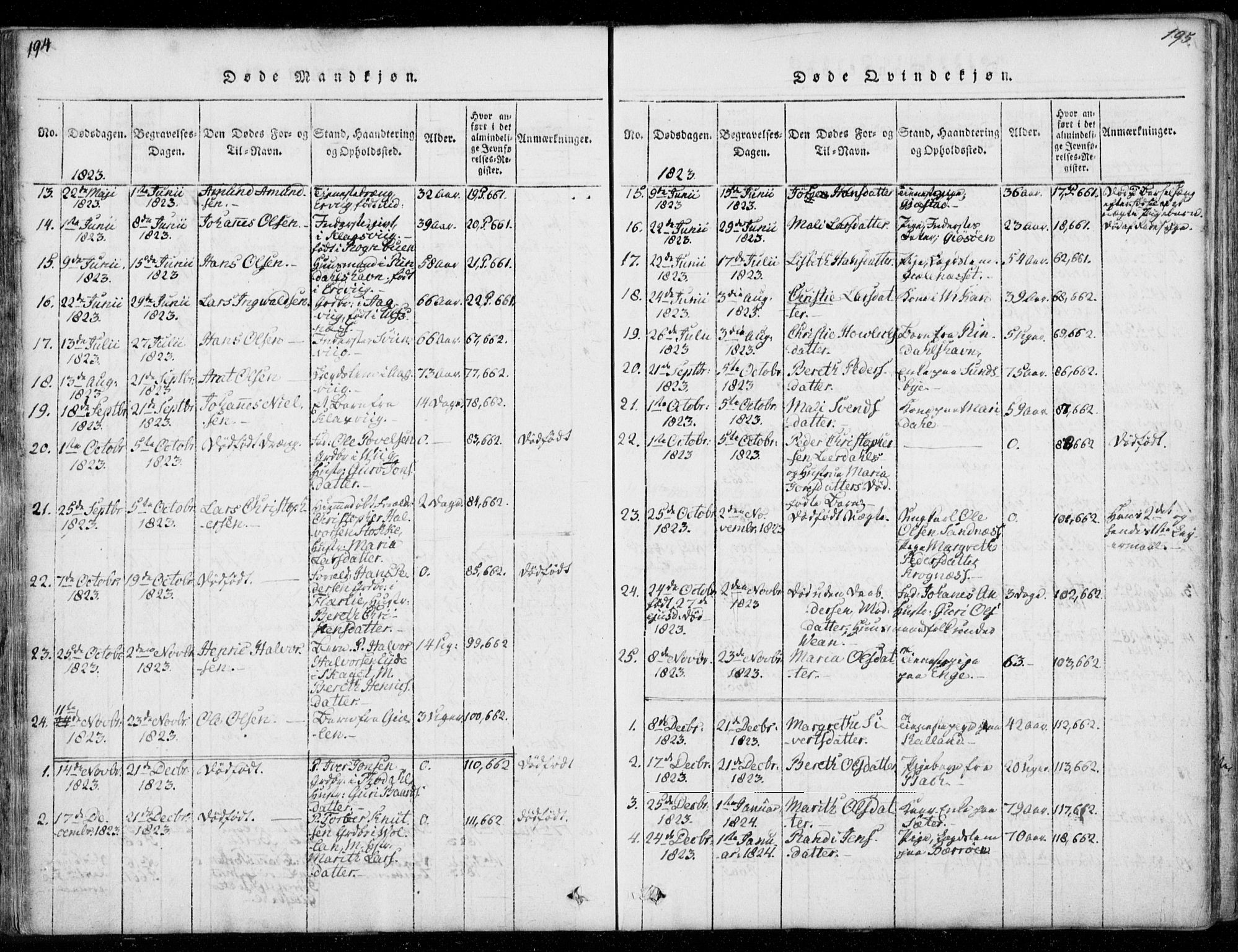 Ministerialprotokoller, klokkerbøker og fødselsregistre - Møre og Romsdal, AV/SAT-A-1454/578/L0903: Parish register (official) no. 578A02, 1819-1838, p. 194-195