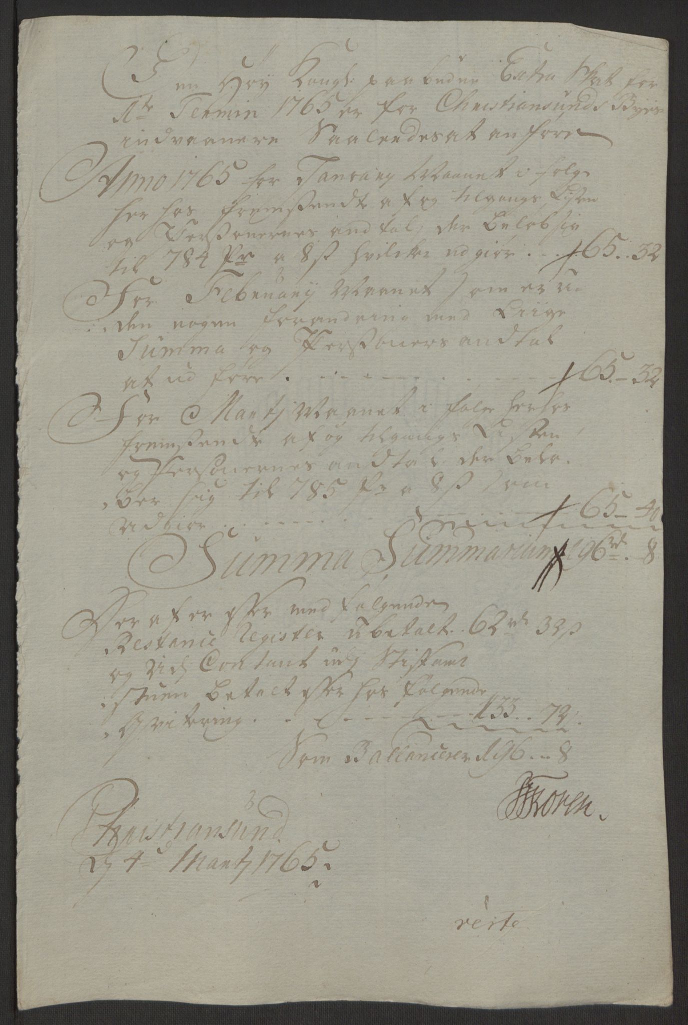 Rentekammeret inntil 1814, Reviderte regnskaper, Byregnskaper, RA/EA-4066/R/Rr/L0495/0004: [R1] Kontribusjonsregnskap / Ekstraskatt, 1762-1772, p. 73