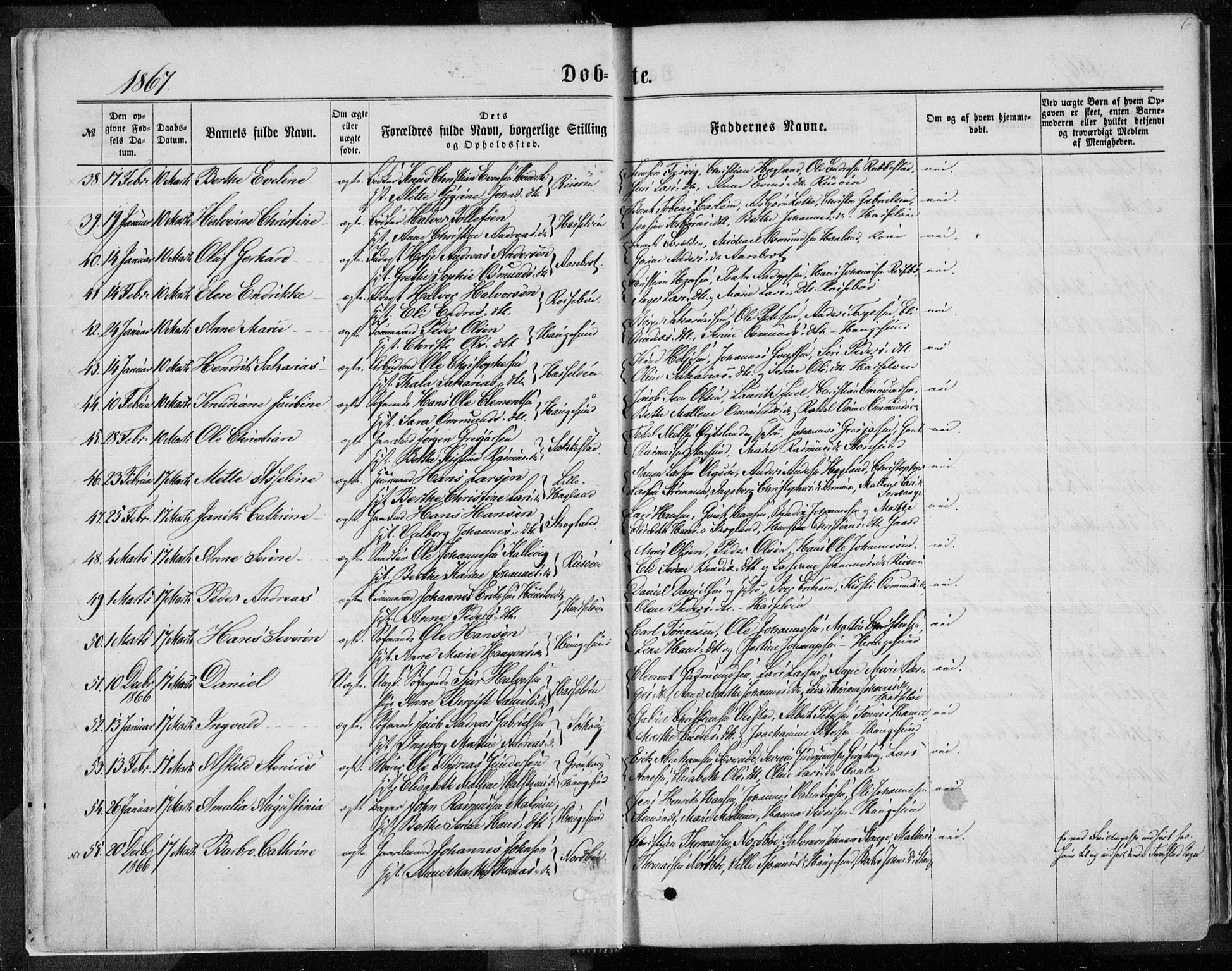 Torvastad sokneprestkontor, AV/SAST-A -101857/H/Ha/Haa/L0012: Parish register (official) no. A 12.1, 1867-1877, p. 6