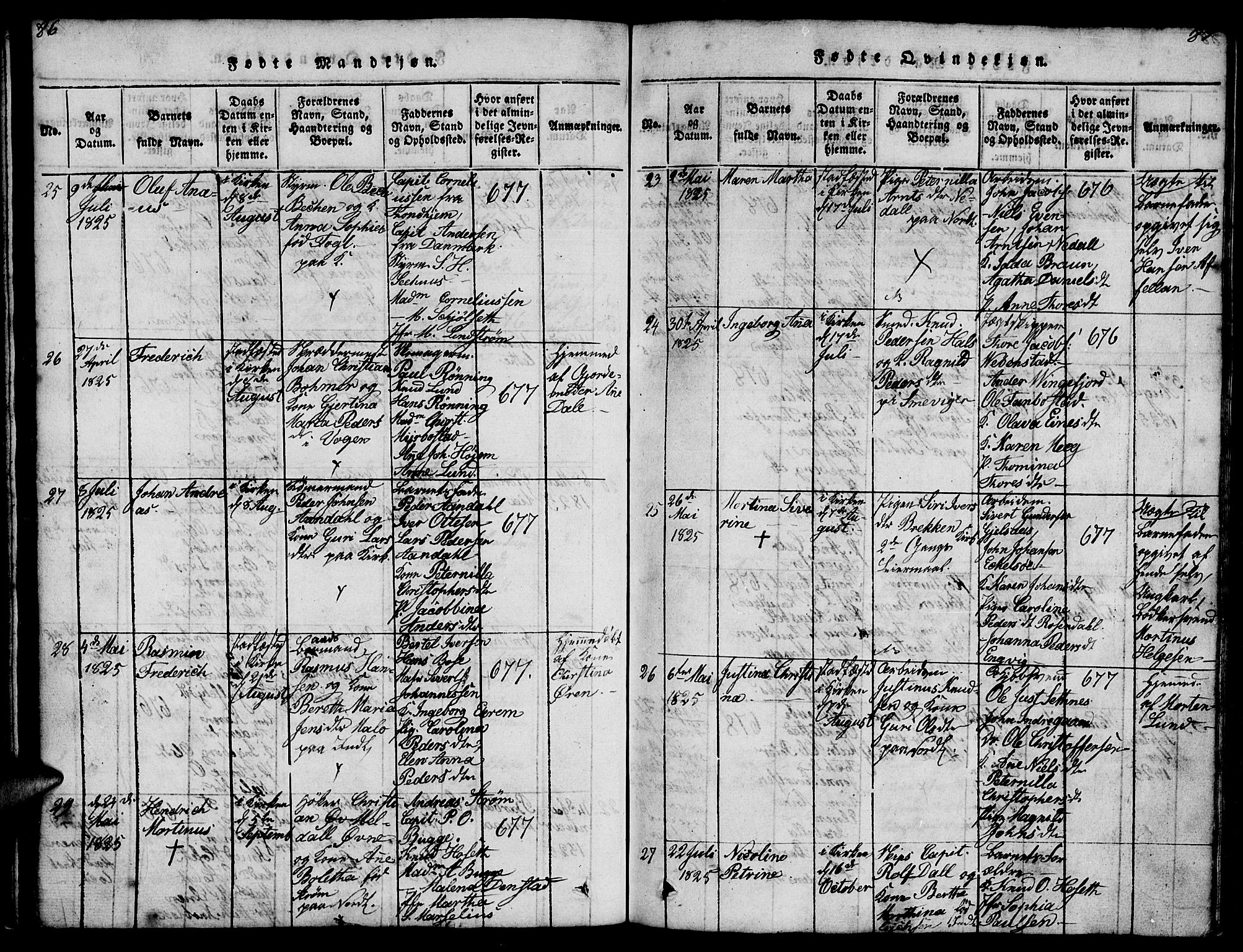 Ministerialprotokoller, klokkerbøker og fødselsregistre - Møre og Romsdal, SAT/A-1454/572/L0856: Parish register (copy) no. 572C01, 1819-1832, p. 86-87