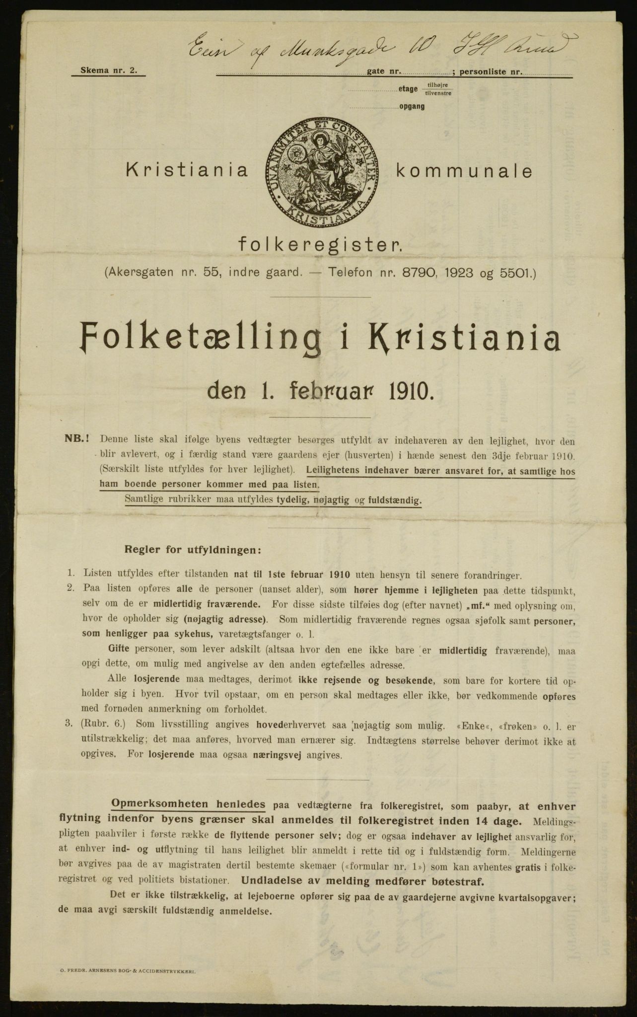 OBA, Municipal Census 1910 for Kristiania, 1910, p. 64499