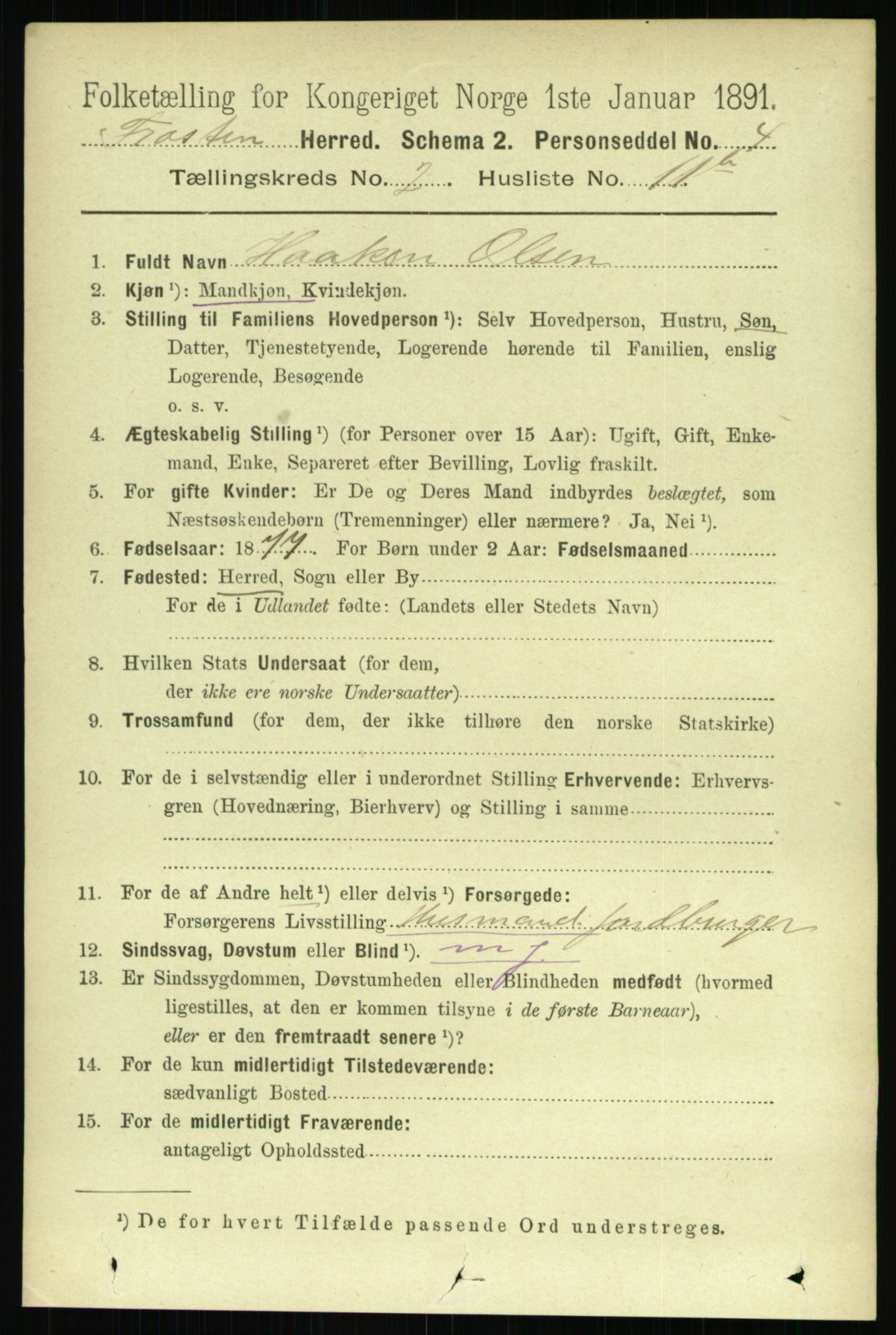 RA, 1891 census for 1717 Frosta, 1891, p. 1766