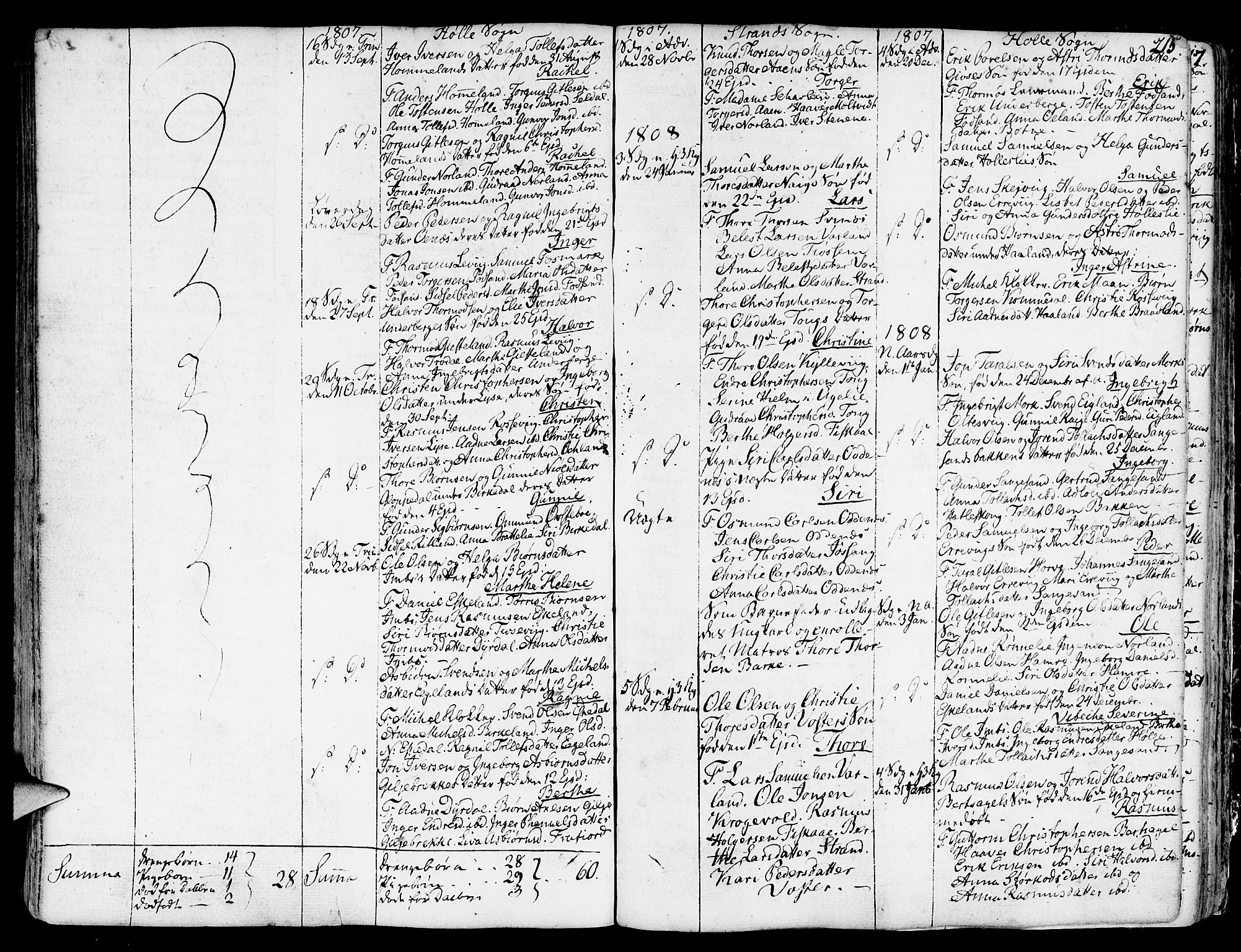 Strand sokneprestkontor, SAST/A-101828/H/Ha/Haa/L0003: Parish register (official) no. A 3, 1769-1816, p. 215