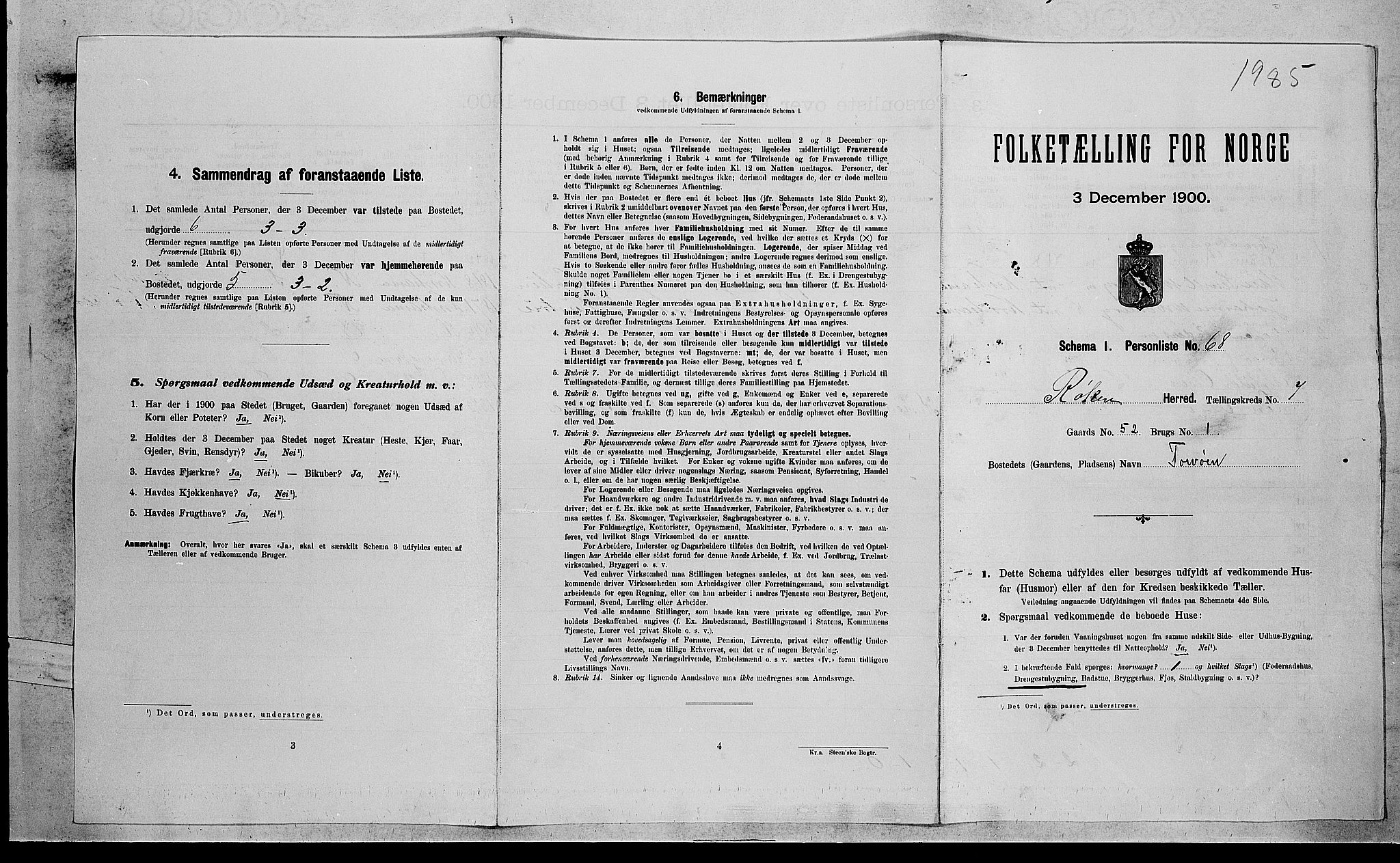 RA, 1900 census for Røyken, 1900, p. 1137