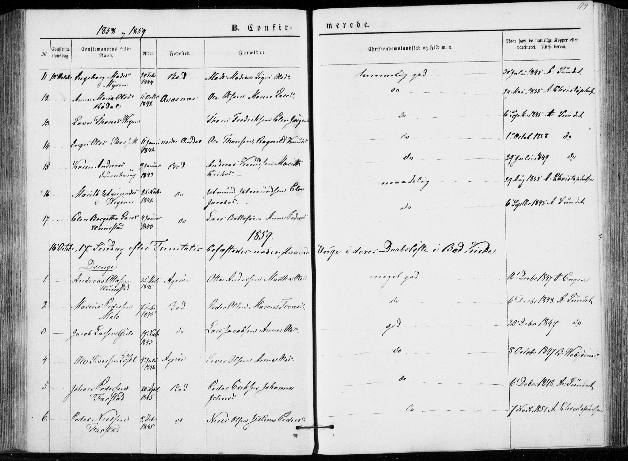 Ministerialprotokoller, klokkerbøker og fødselsregistre - Møre og Romsdal, AV/SAT-A-1454/566/L0767: Parish register (official) no. 566A06, 1852-1868, p. 119