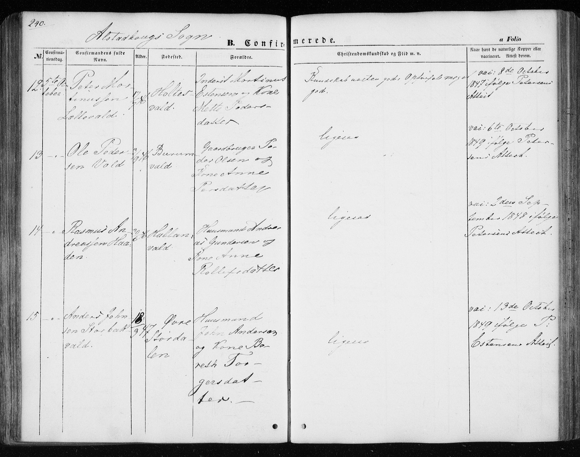 Ministerialprotokoller, klokkerbøker og fødselsregistre - Nord-Trøndelag, AV/SAT-A-1458/717/L0154: Parish register (official) no. 717A07 /1, 1850-1862, p. 240