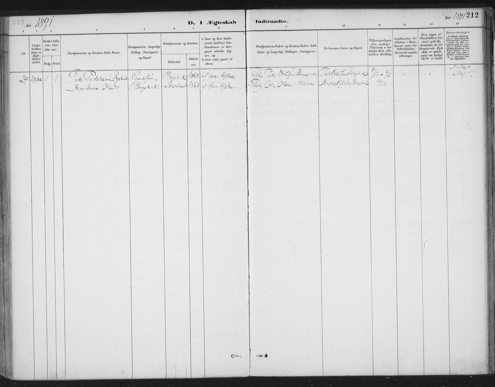 Ministerialprotokoller, klokkerbøker og fødselsregistre - Møre og Romsdal, AV/SAT-A-1454/555/L0658: Parish register (official) no. 555A09, 1887-1917, p. 212