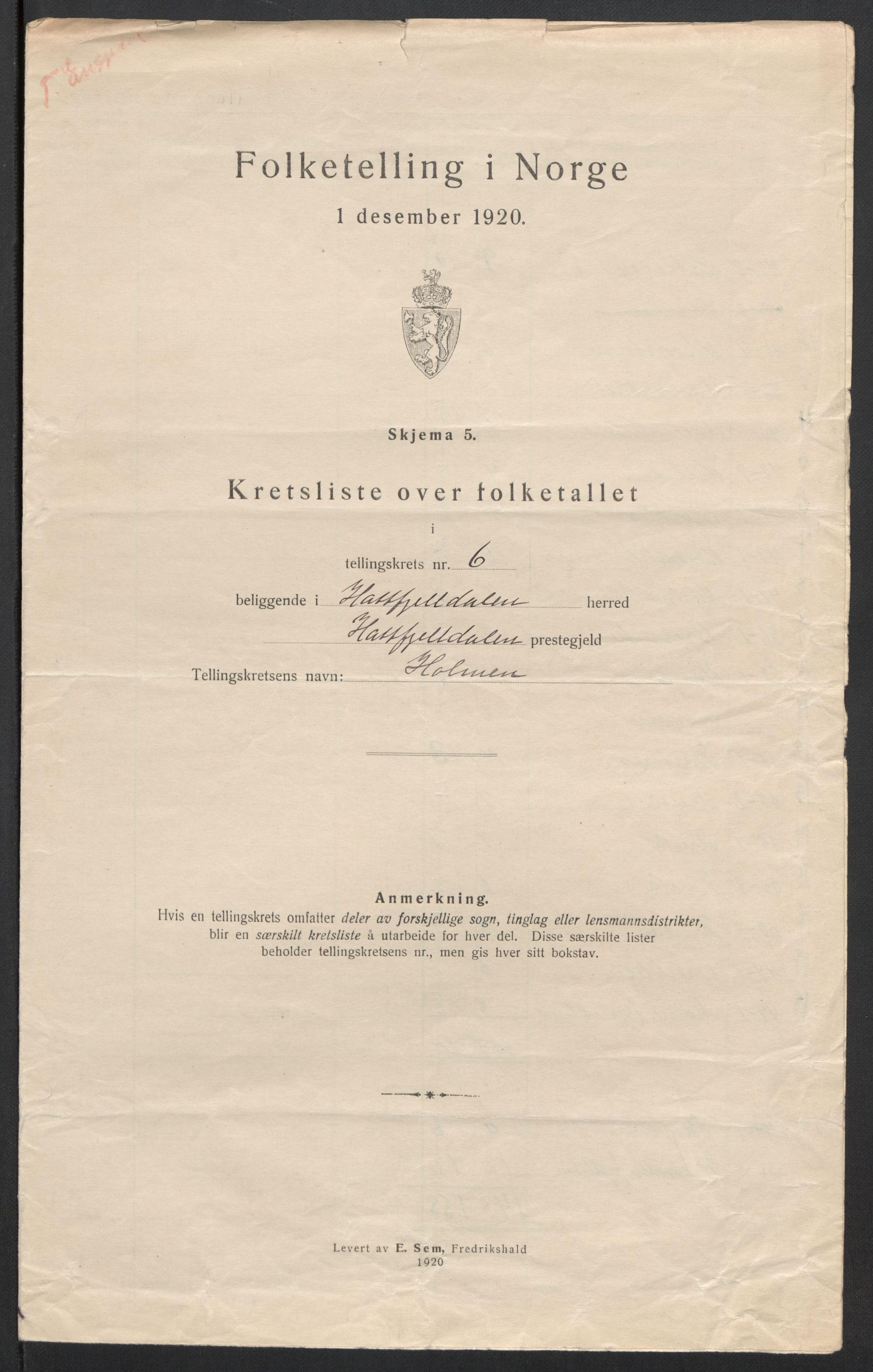 SAT, 1920 census for Hattfjelldal, 1920, p. 21
