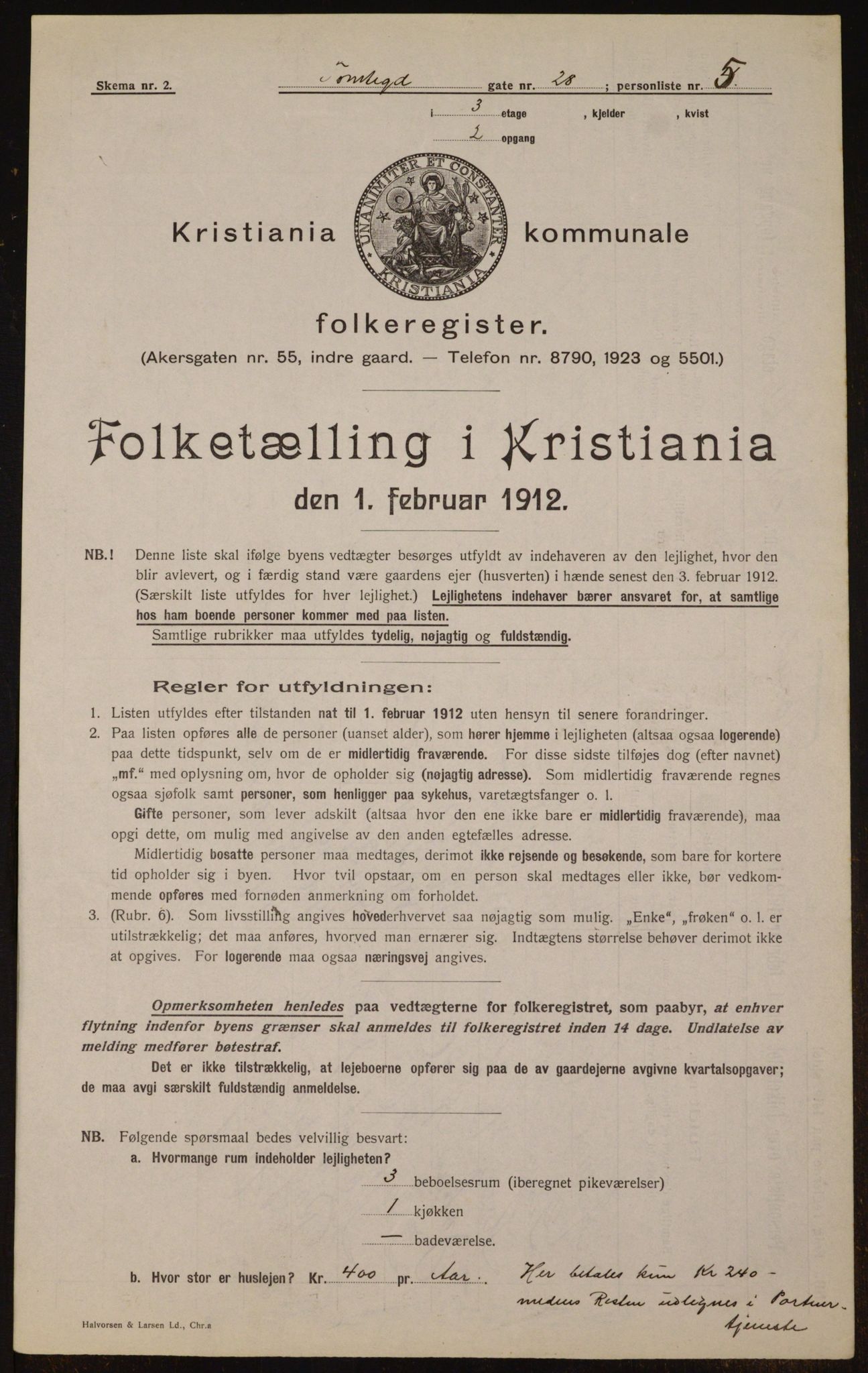 OBA, Municipal Census 1912 for Kristiania, 1912, p. 113688