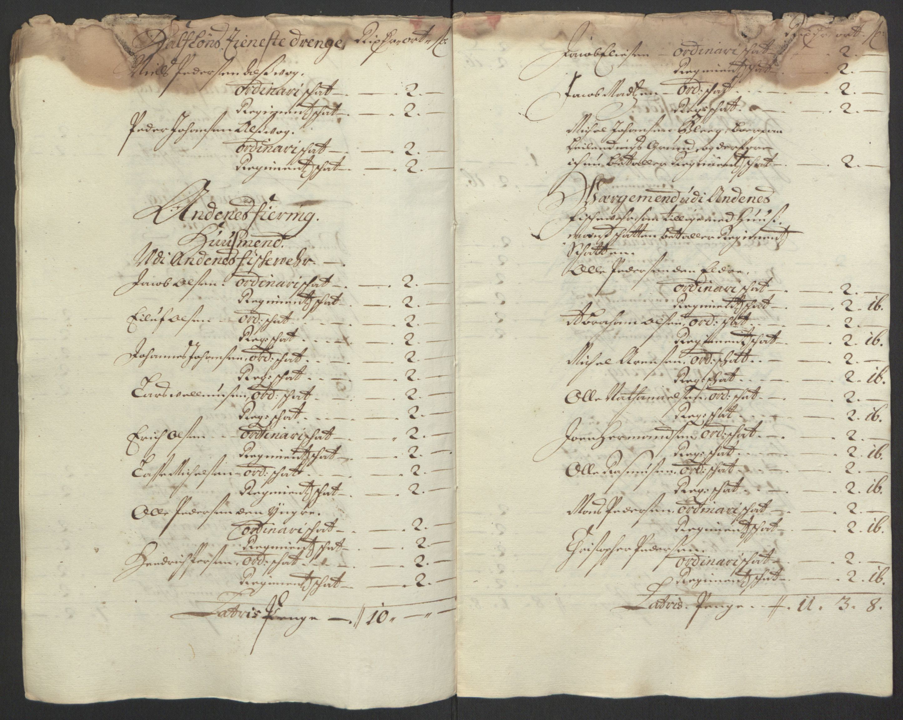 Rentekammeret inntil 1814, Reviderte regnskaper, Fogderegnskap, AV/RA-EA-4092/R67/L4676: Fogderegnskap Vesterålen, Andenes og Lofoten, 1691-1693, p. 102