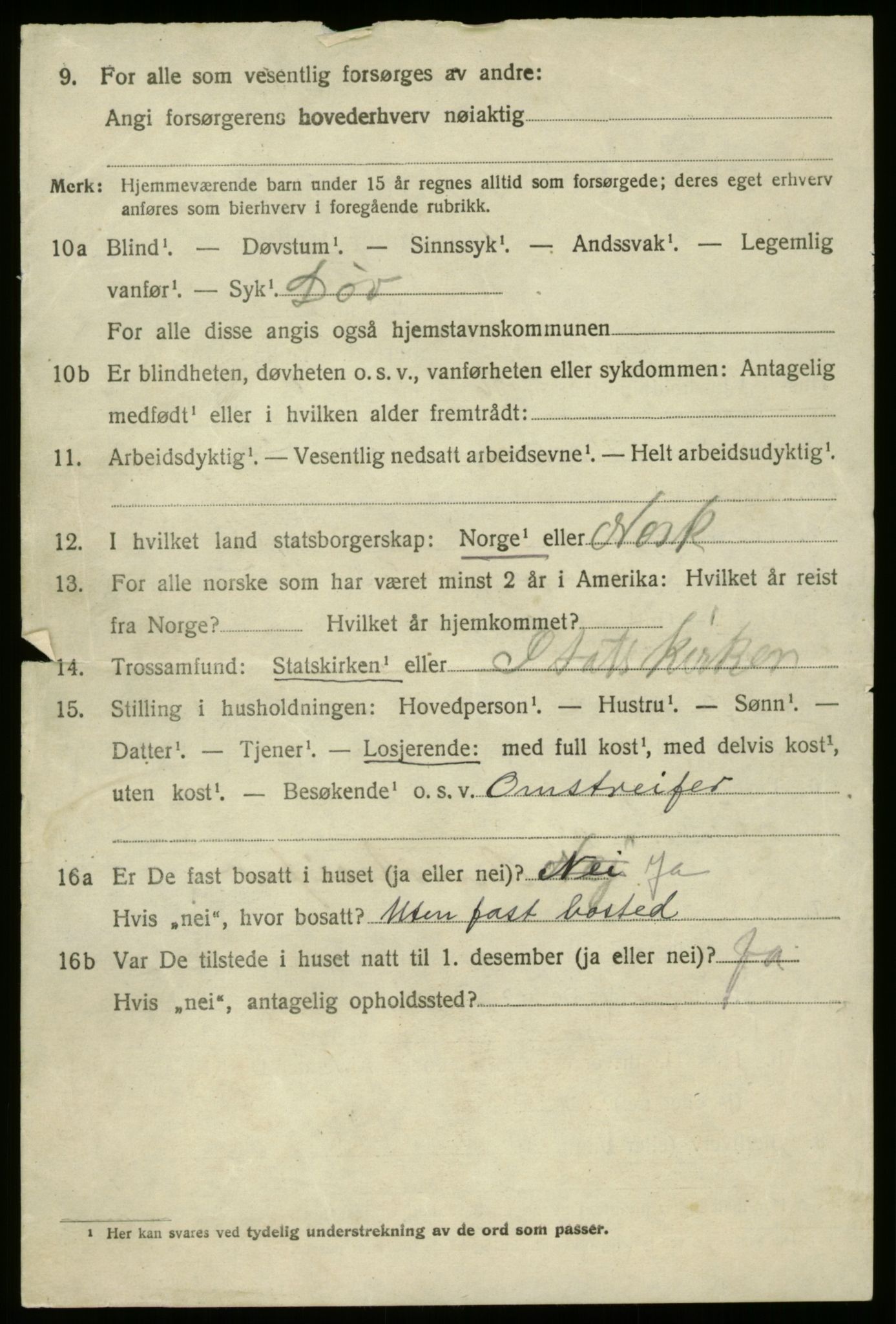 SAB, 1920 census for Breim, 1920, p. 3494