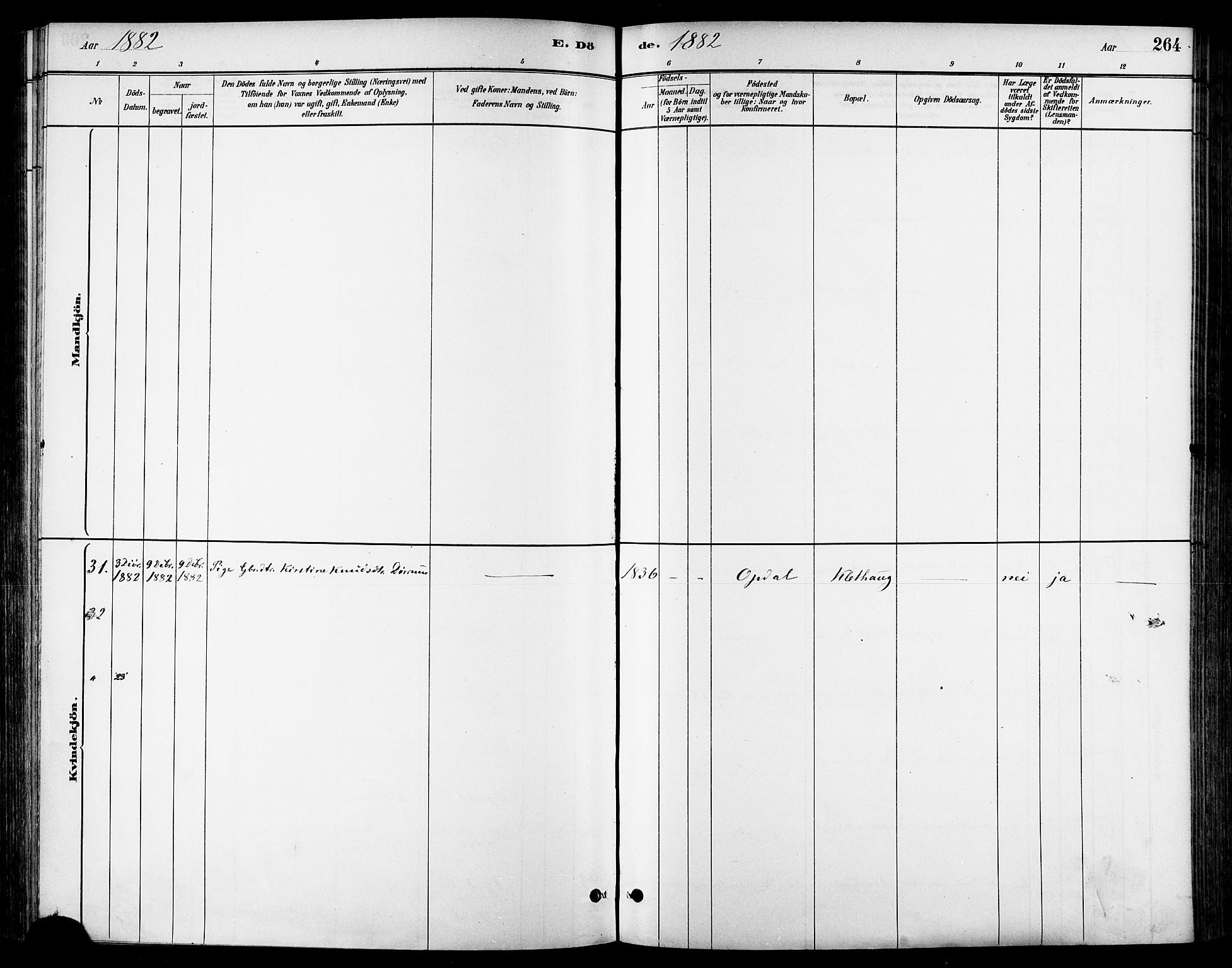 Ministerialprotokoller, klokkerbøker og fødselsregistre - Sør-Trøndelag, SAT/A-1456/678/L0901: Parish register (official) no. 678A10, 1881-1894, p. 264