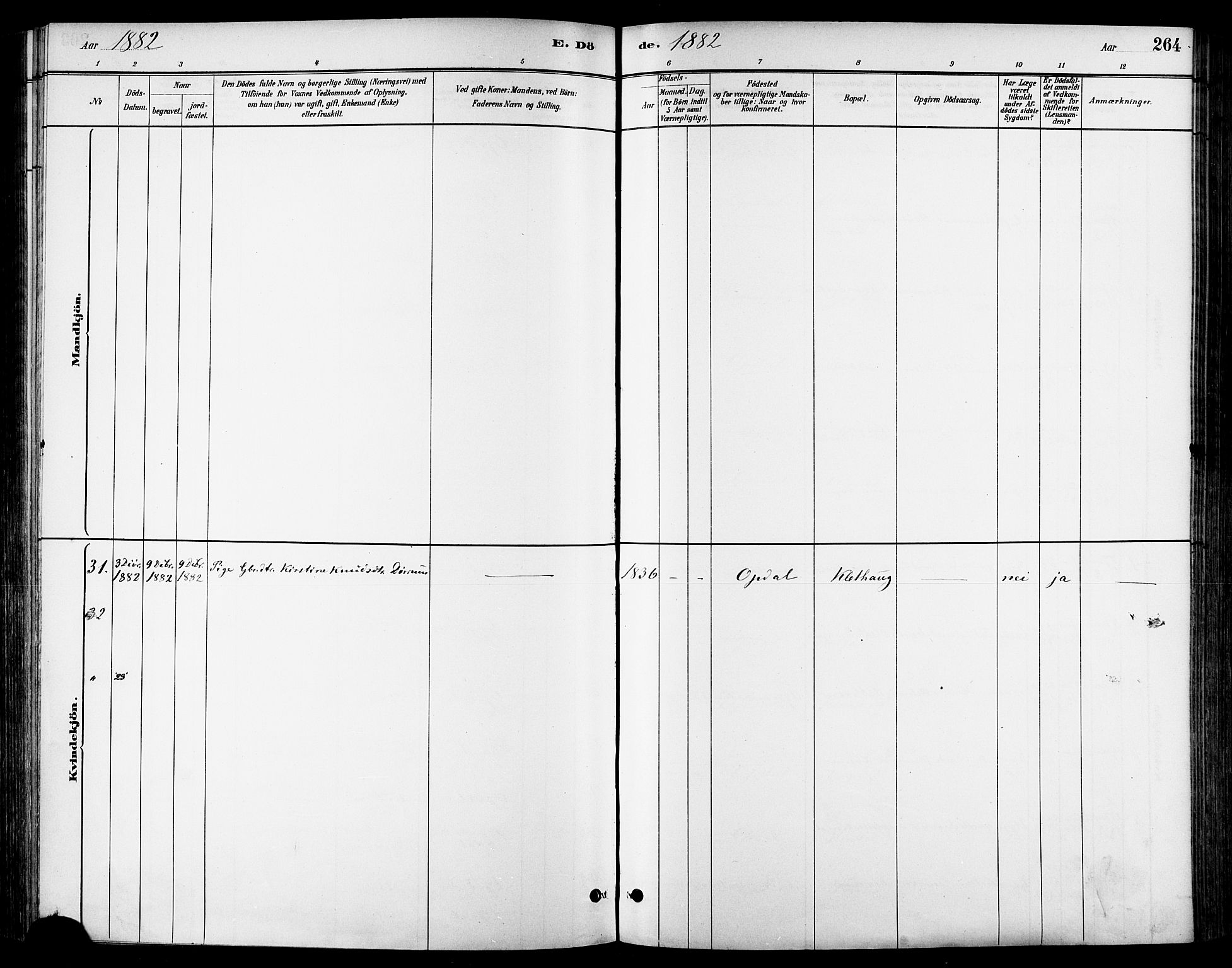 Ministerialprotokoller, klokkerbøker og fødselsregistre - Sør-Trøndelag, AV/SAT-A-1456/678/L0901: Parish register (official) no. 678A10, 1881-1894, p. 264