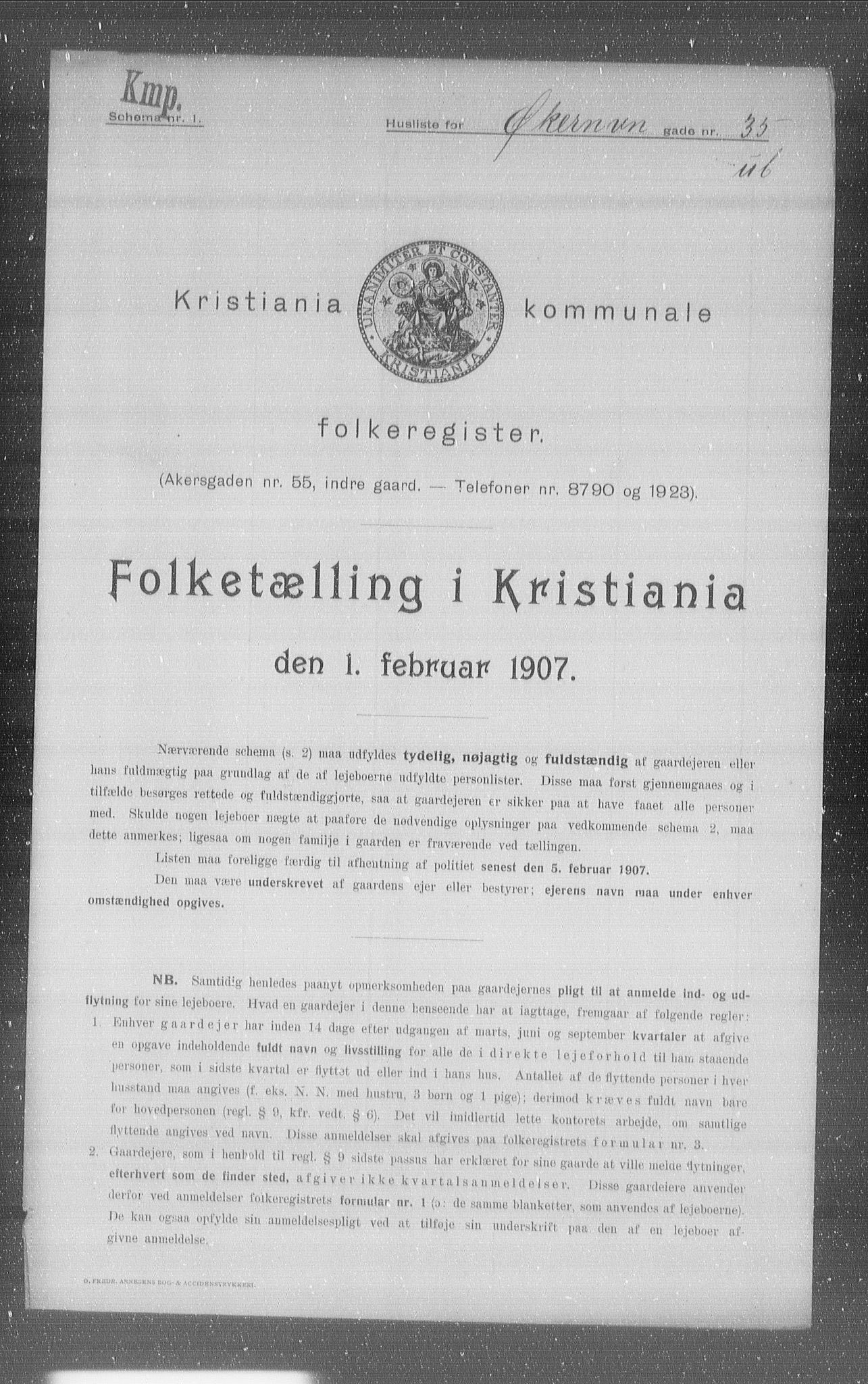 OBA, Municipal Census 1907 for Kristiania, 1907, p. 65537