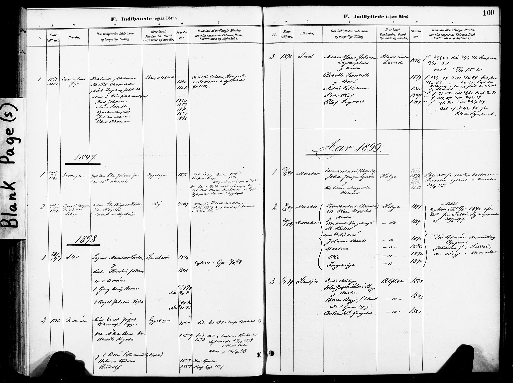 Ministerialprotokoller, klokkerbøker og fødselsregistre - Nord-Trøndelag, SAT/A-1458/740/L0379: Parish register (official) no. 740A02, 1895-1907, p. 109