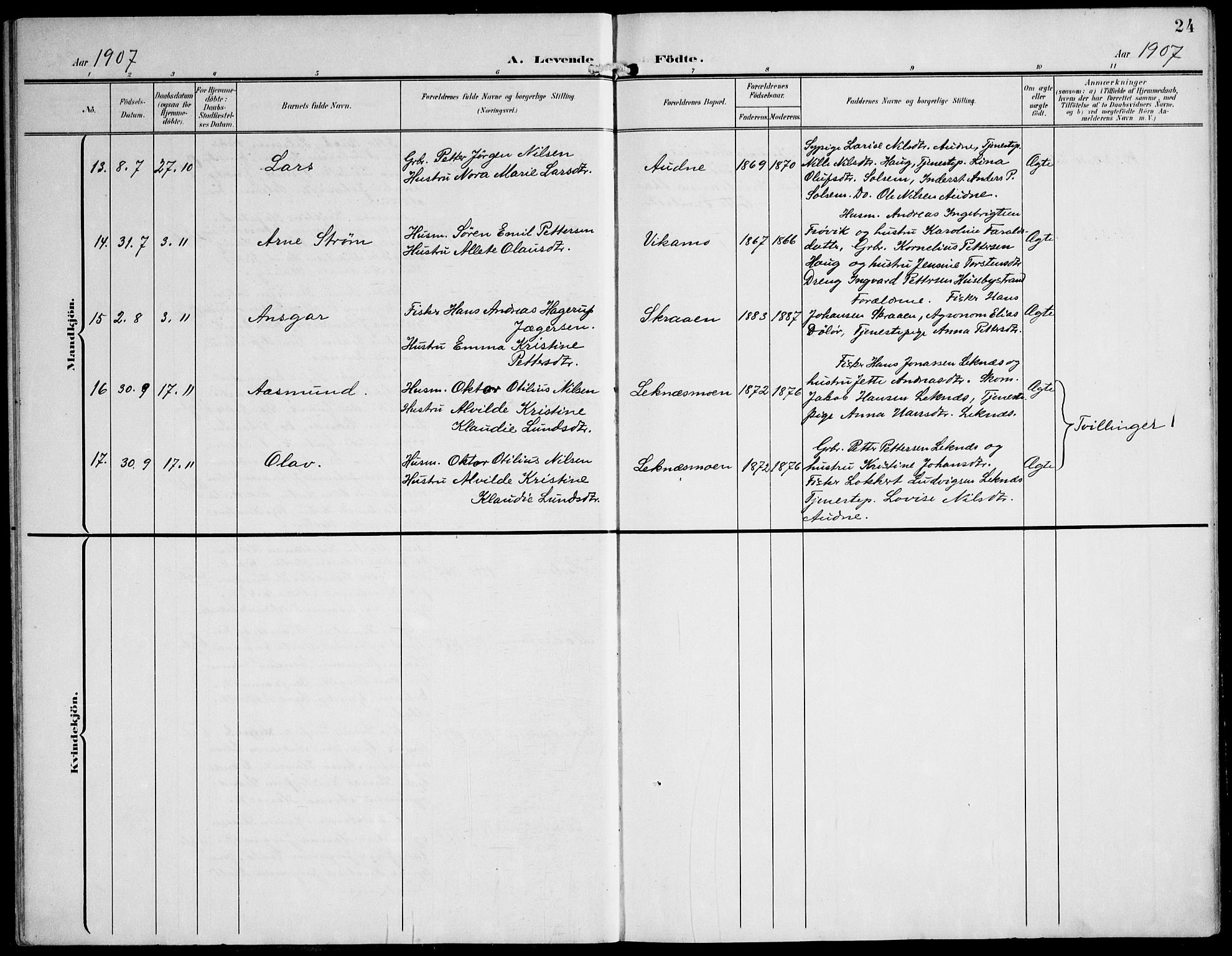 Ministerialprotokoller, klokkerbøker og fødselsregistre - Nord-Trøndelag, AV/SAT-A-1458/788/L0698: Parish register (official) no. 788A05, 1902-1921, p. 24