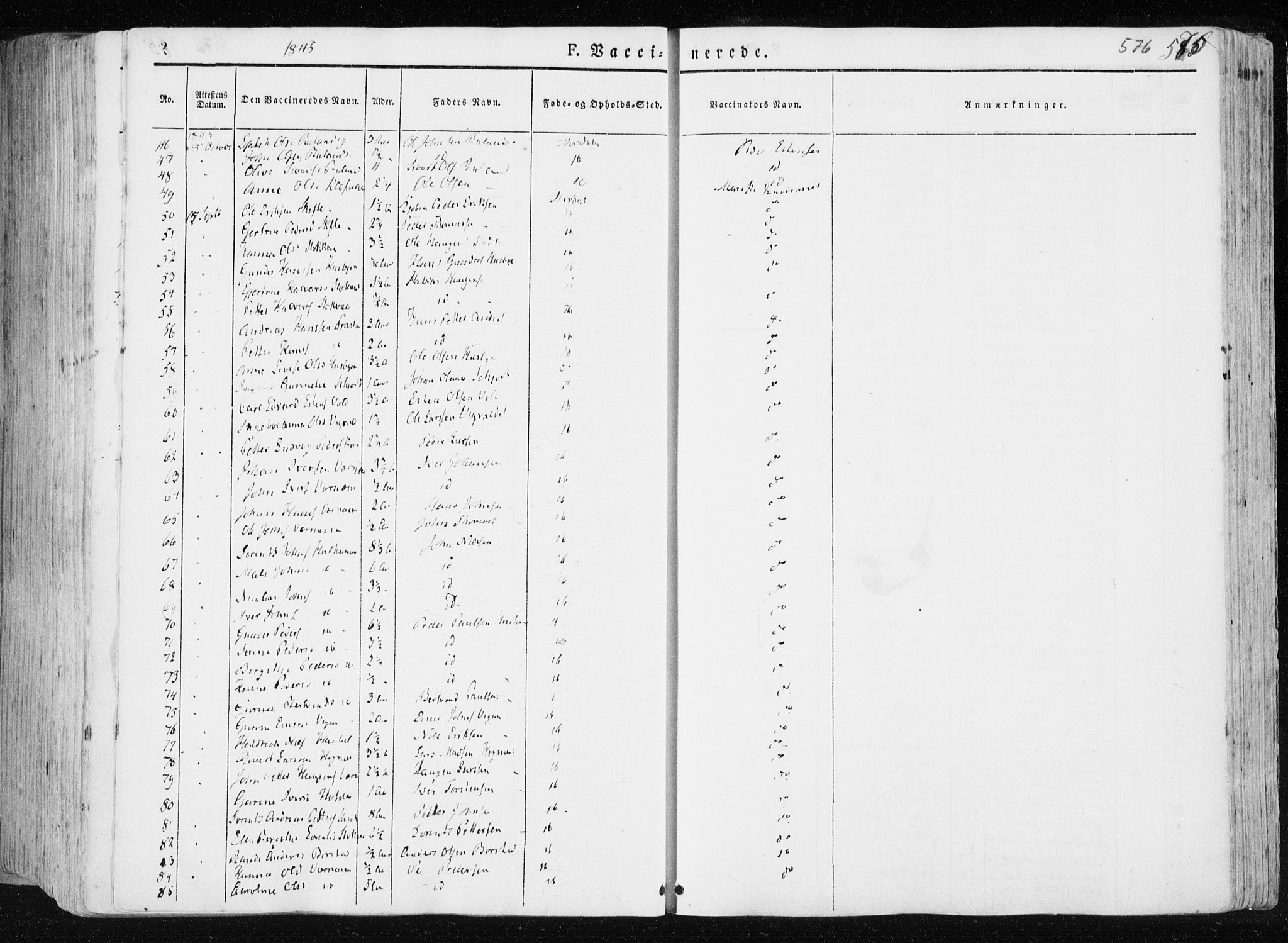 Ministerialprotokoller, klokkerbøker og fødselsregistre - Nord-Trøndelag, AV/SAT-A-1458/709/L0074: Parish register (official) no. 709A14, 1845-1858, p. 576