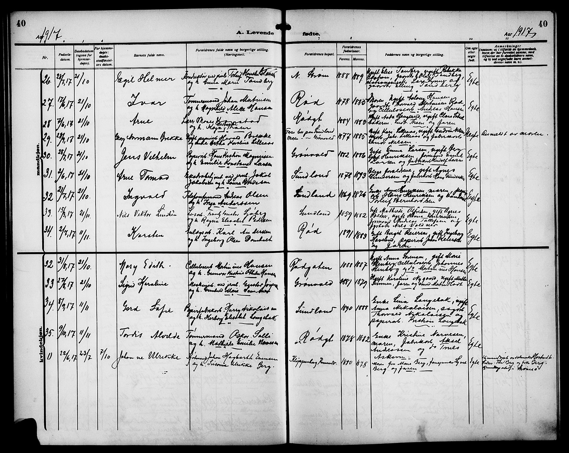 Strømsgodset kirkebøker, AV/SAKO-A-324/G/Ga/L0003: Parish register (copy) no. 3, 1911-1926, p. 40