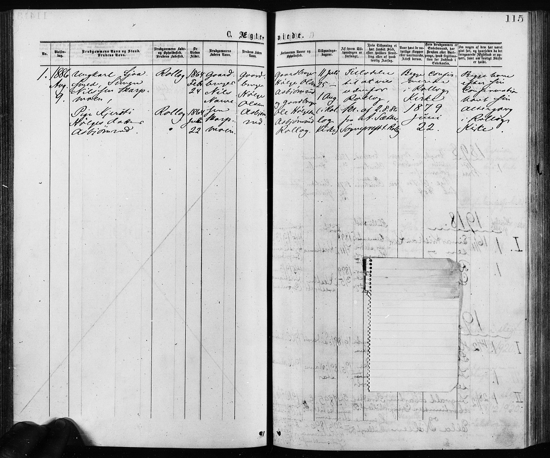 Krohgstøtten sykehusprest Kirkebøker, SAO/A-10854/F/Fa/L0002: Parish register (official) no. 2, 1873-1932, p. 115