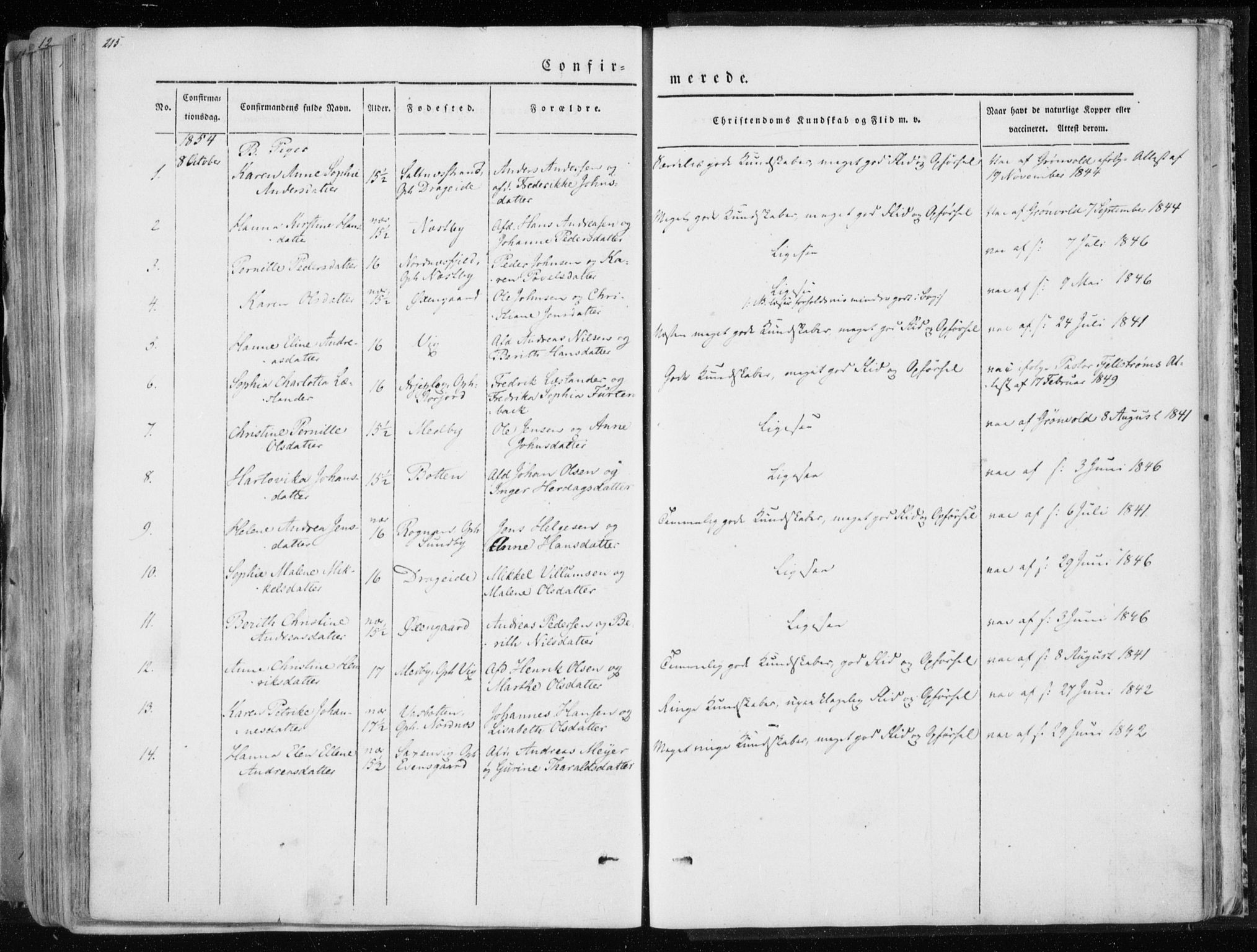 Ministerialprotokoller, klokkerbøker og fødselsregistre - Nordland, SAT/A-1459/847/L0666: Parish register (official) no. 847A06, 1842-1871, p. 215