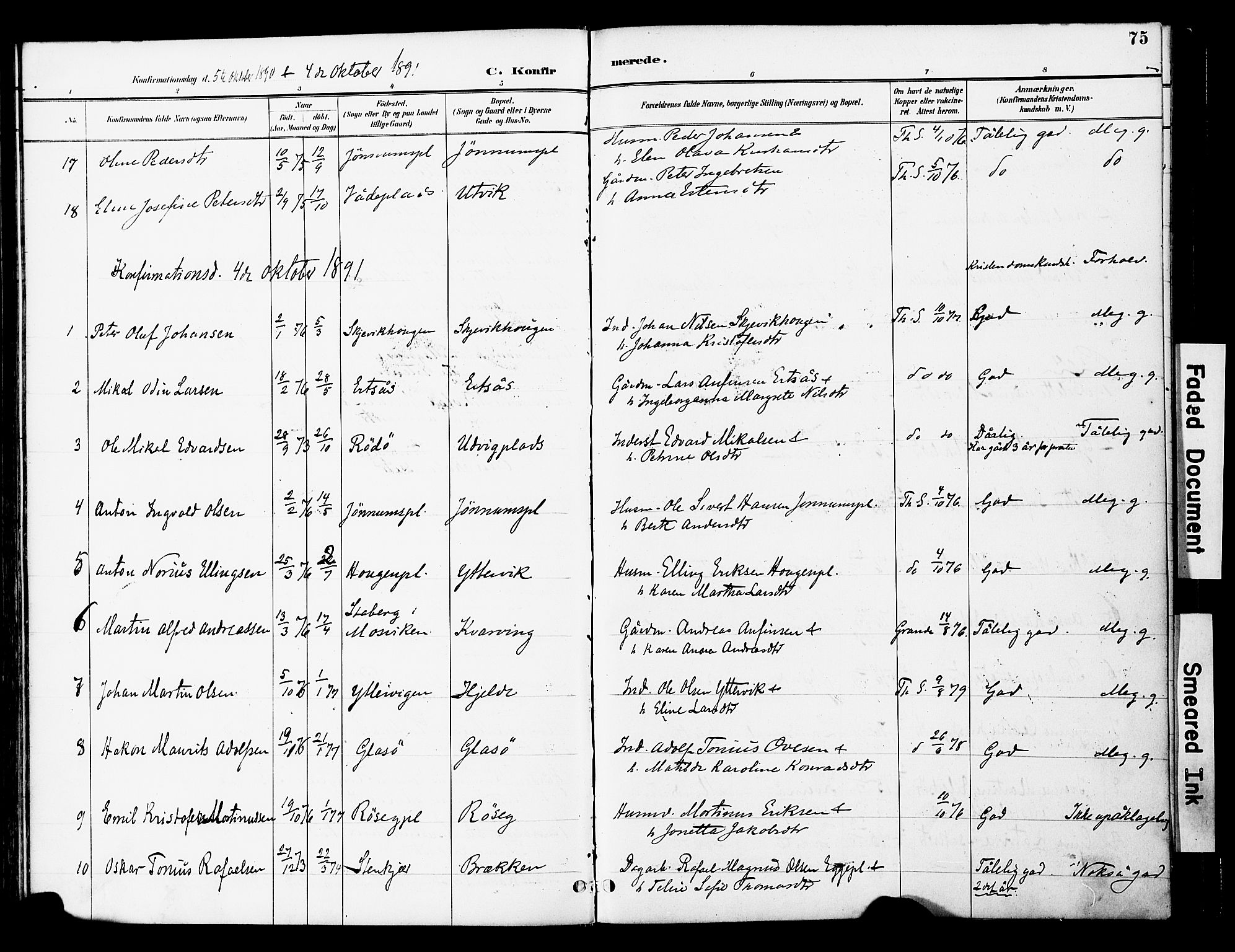 Ministerialprotokoller, klokkerbøker og fødselsregistre - Nord-Trøndelag, SAT/A-1458/741/L0396: Parish register (official) no. 741A10, 1889-1901, p. 75