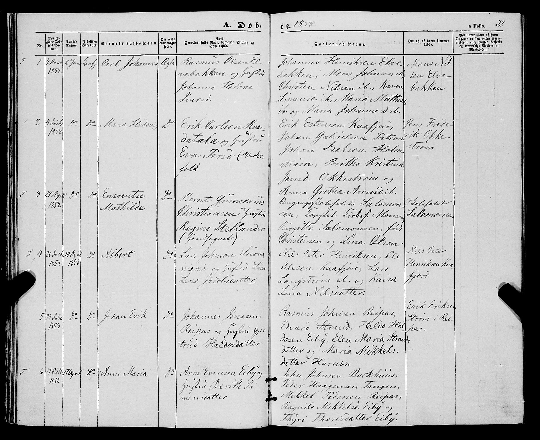 Talvik sokneprestkontor, SATØ/S-1337/H/Ha/L0016kirke: Parish register (official) no. 16, 1847-1857, p. 32
