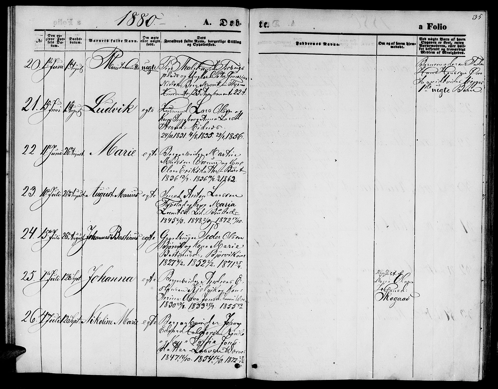 Ministerialprotokoller, klokkerbøker og fødselsregistre - Nord-Trøndelag, AV/SAT-A-1458/722/L0225: Parish register (copy) no. 722C01, 1871-1888, p. 35